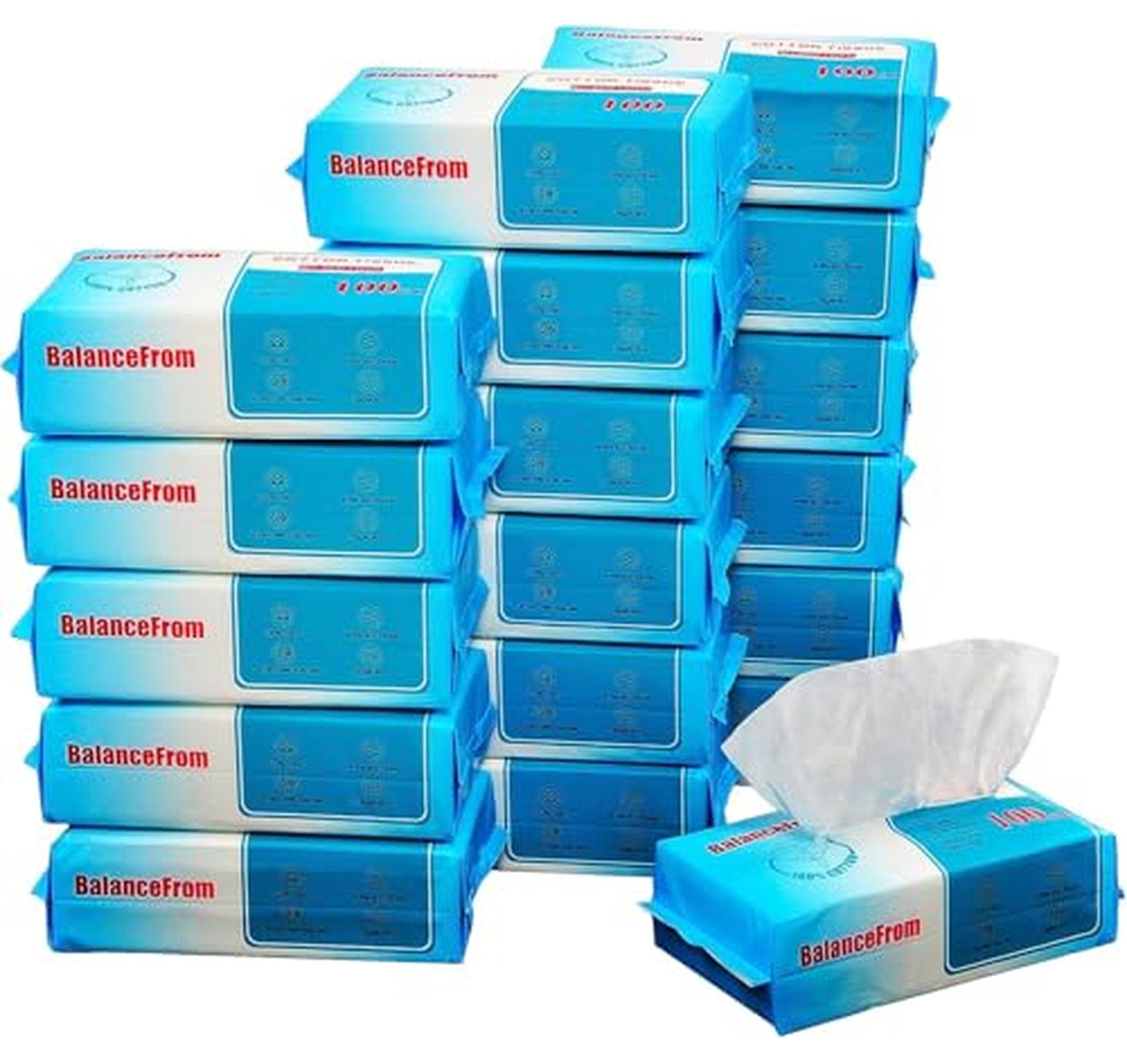18 Pack Unscented Cotton Facial Tissue Wipes