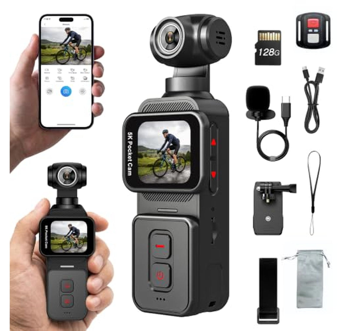 5K Vlogging Pocket Camera with AI Face Tracking