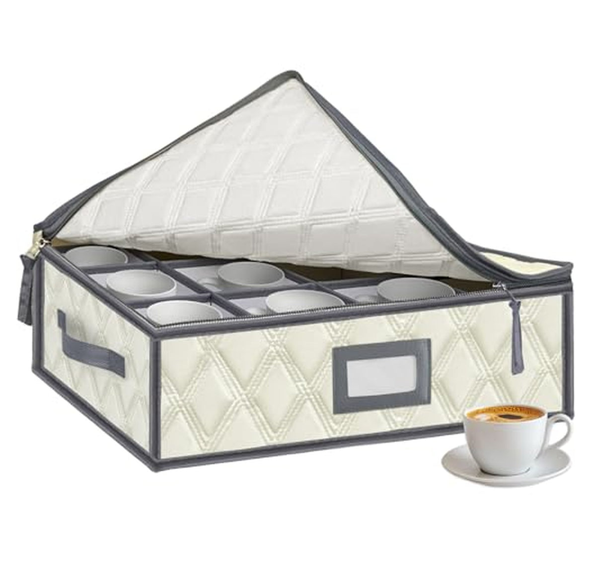 Mug and Cup Storage Box with Dividers, 1 Pack