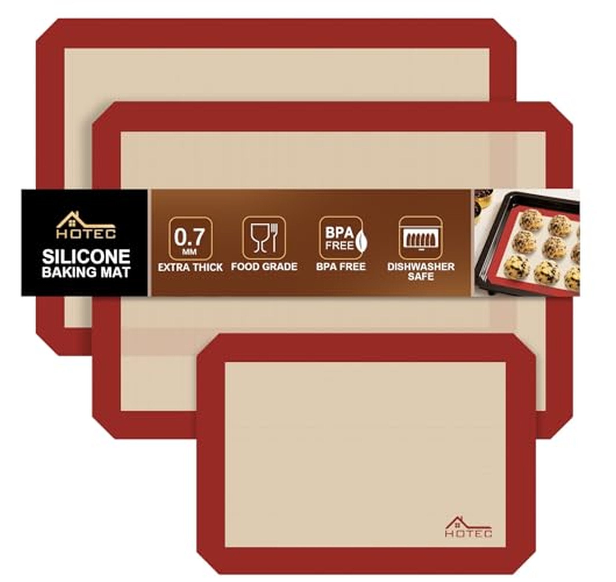 3 Pack Nonstick Reusable Silicone Baking Mats