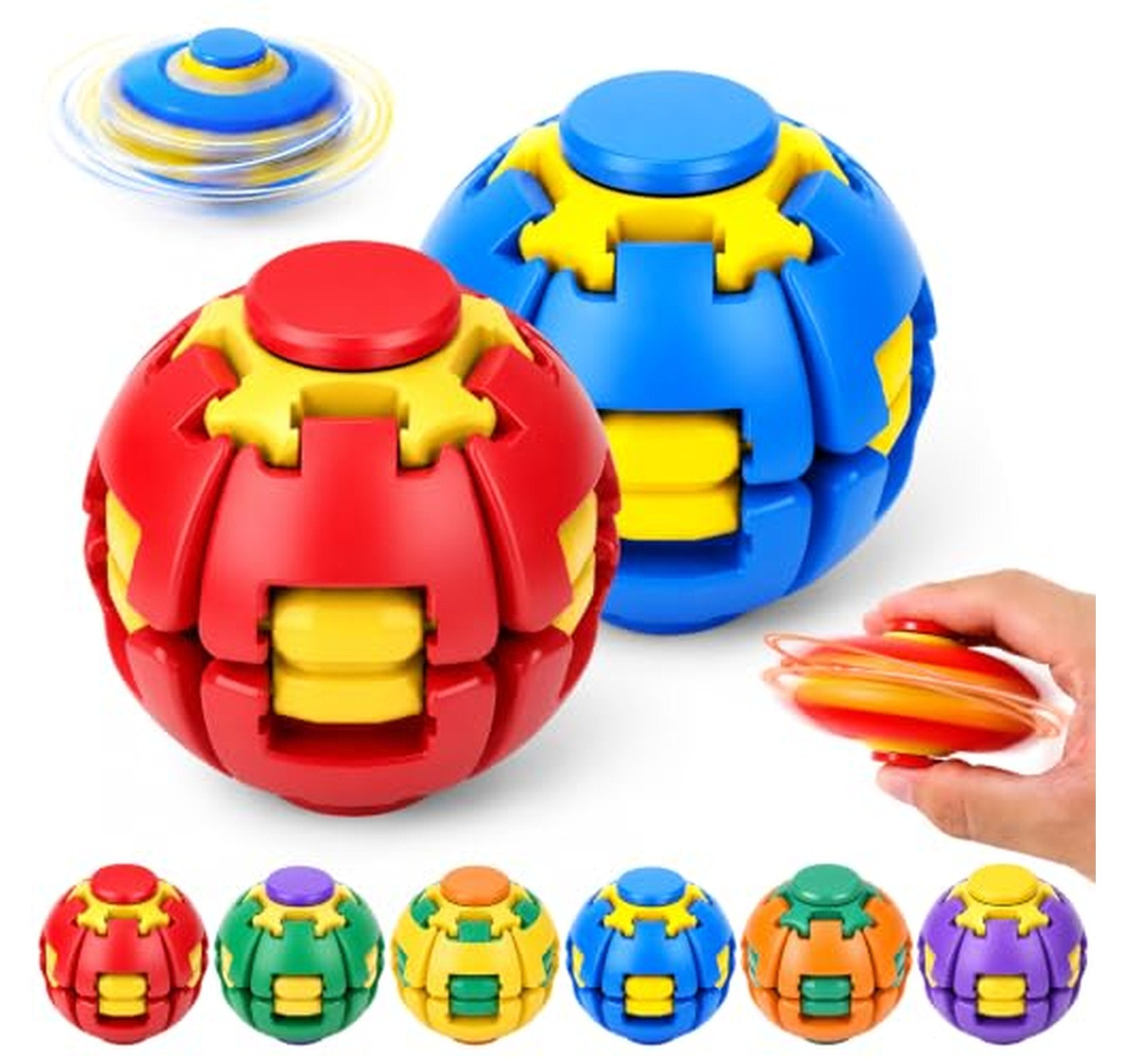2 Pack Press-to-Spin Fidget Spinner Stress Balls
