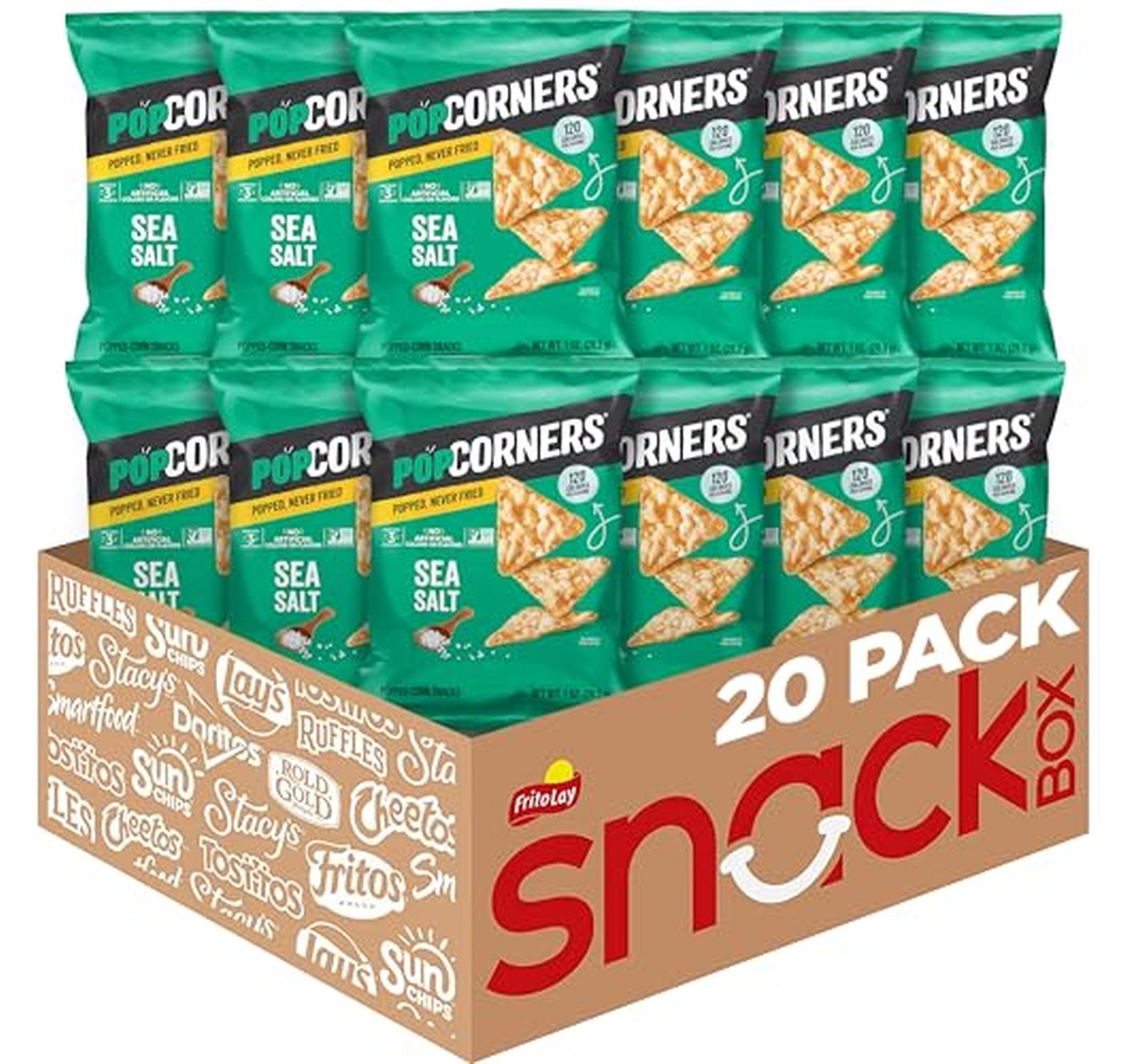 20 Pack Popcorners Sea Salt Popped Corn Snacks