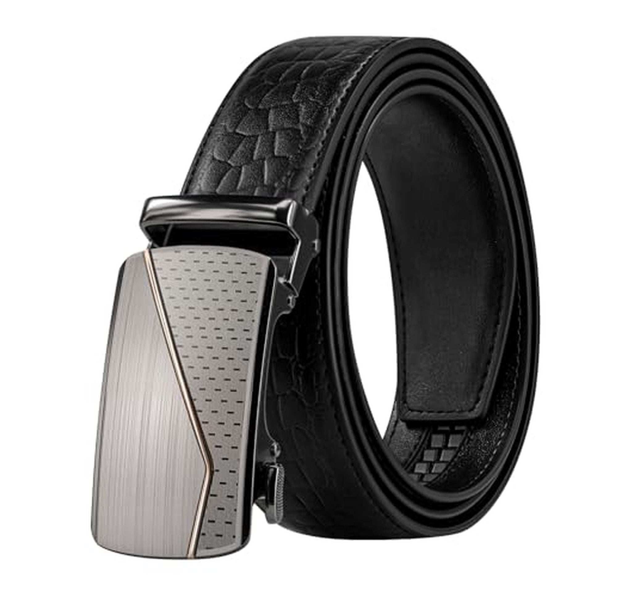 Ratchet Leather Dress Belt with Automatic Buckle