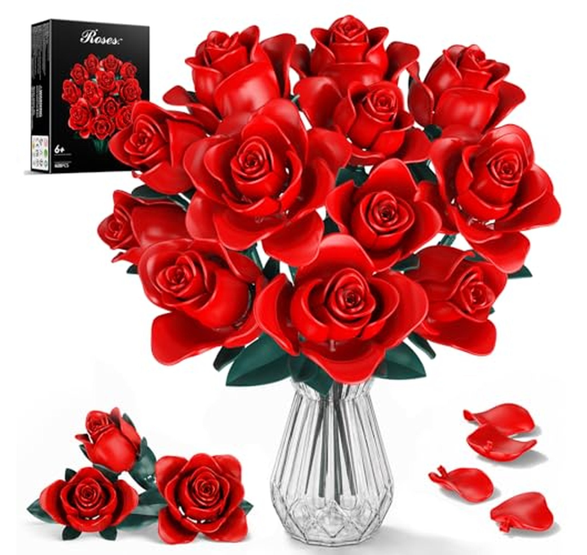 12 Stem Roses Bouquet Building Block Set