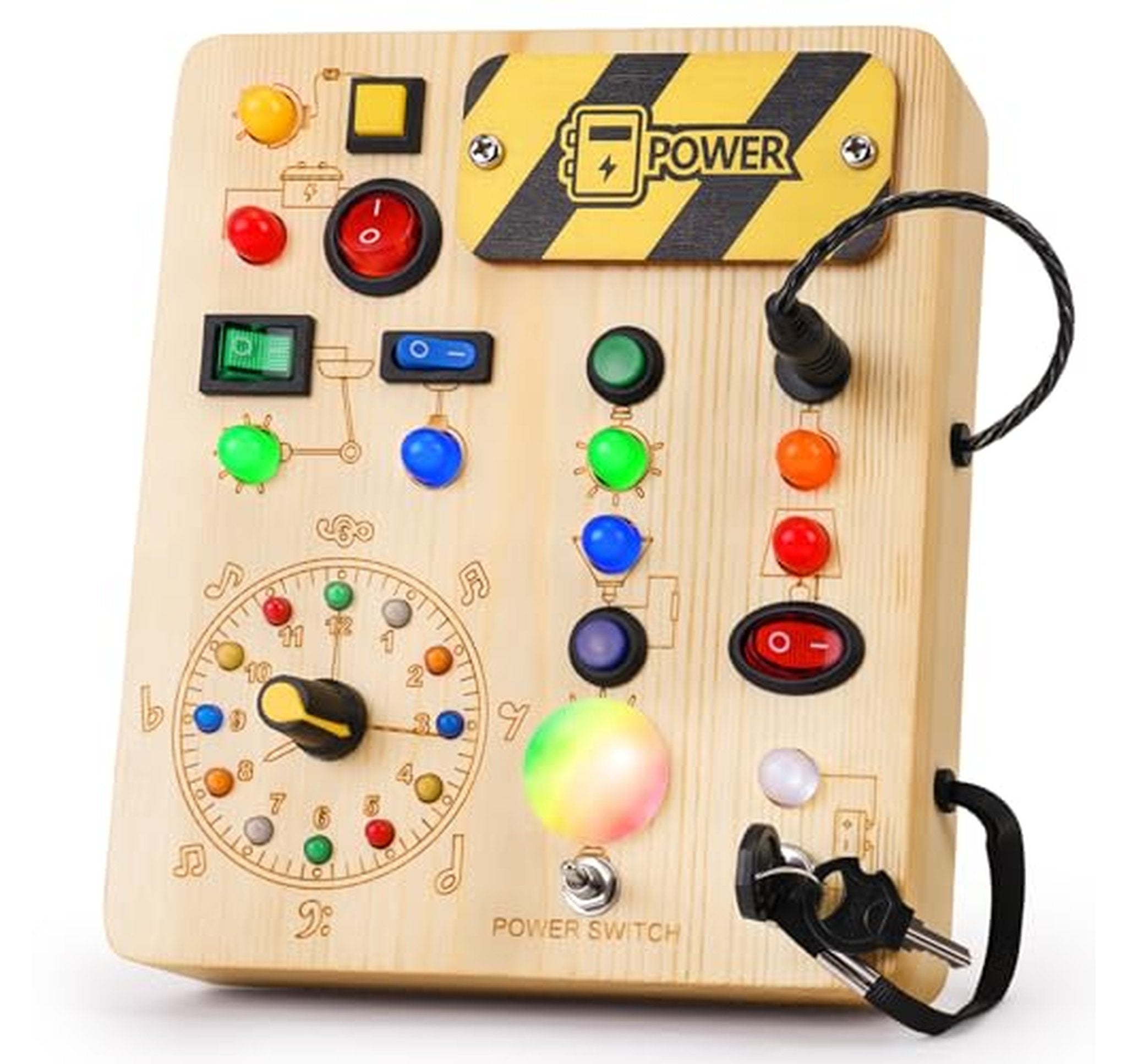 Montessori Wooden Busy Board with LED Lights