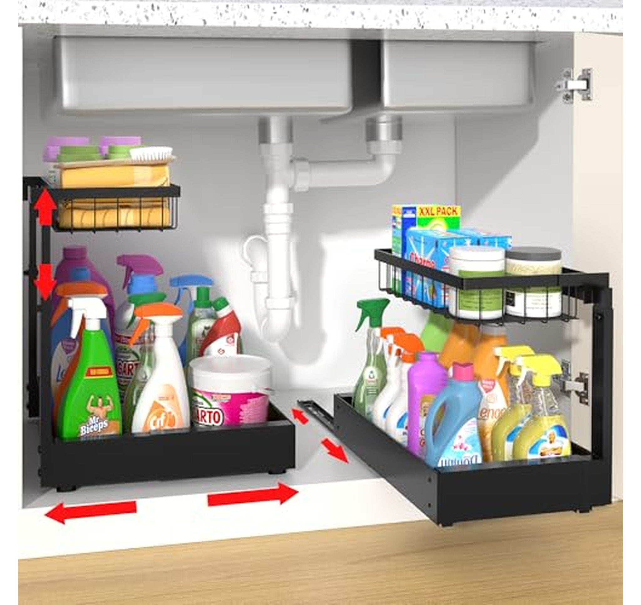 2 Pack Expandable Under Sink Pull-Out Organizers