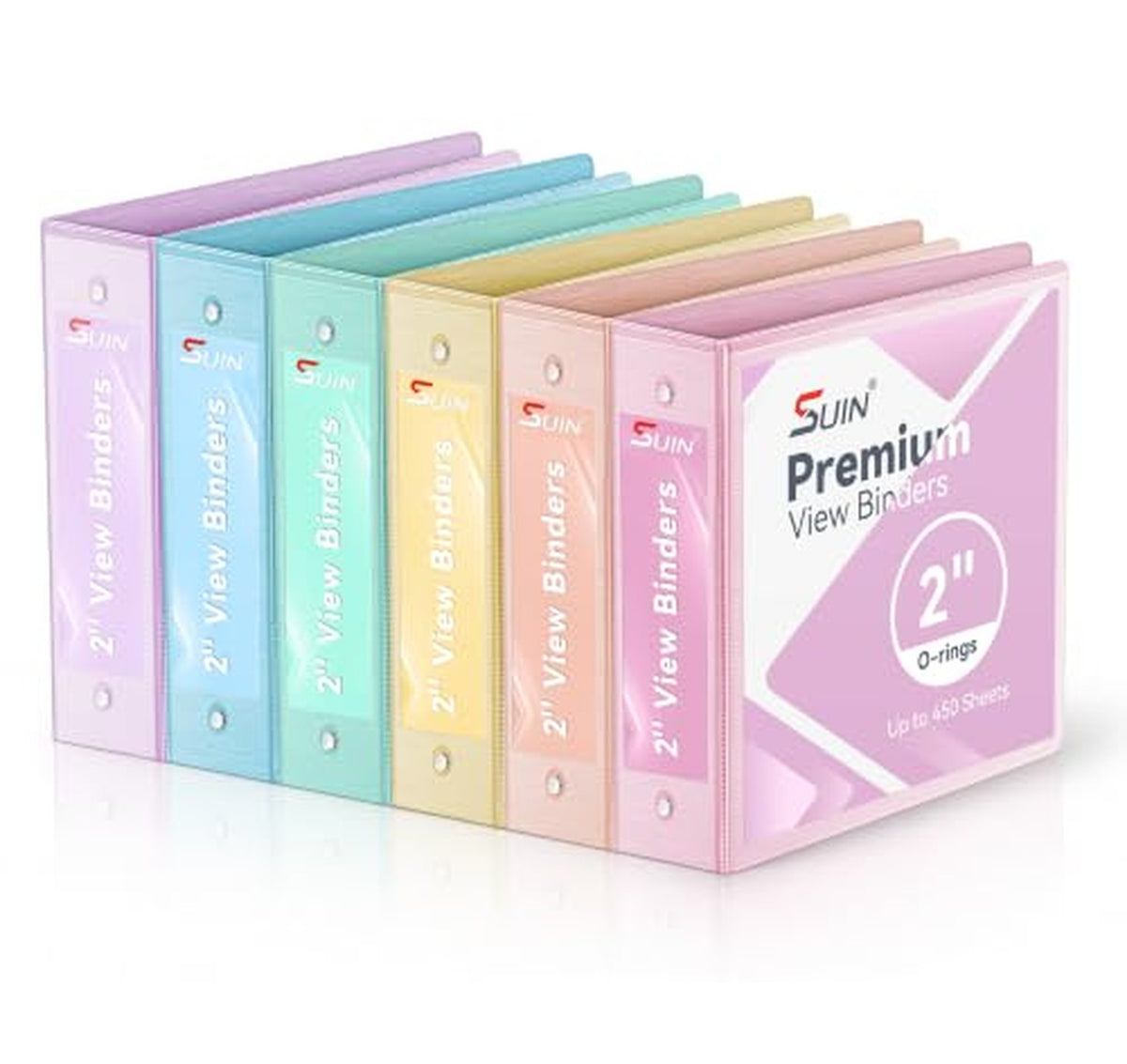 6 Pack 2-Inch Clear View 3 Ring Binders