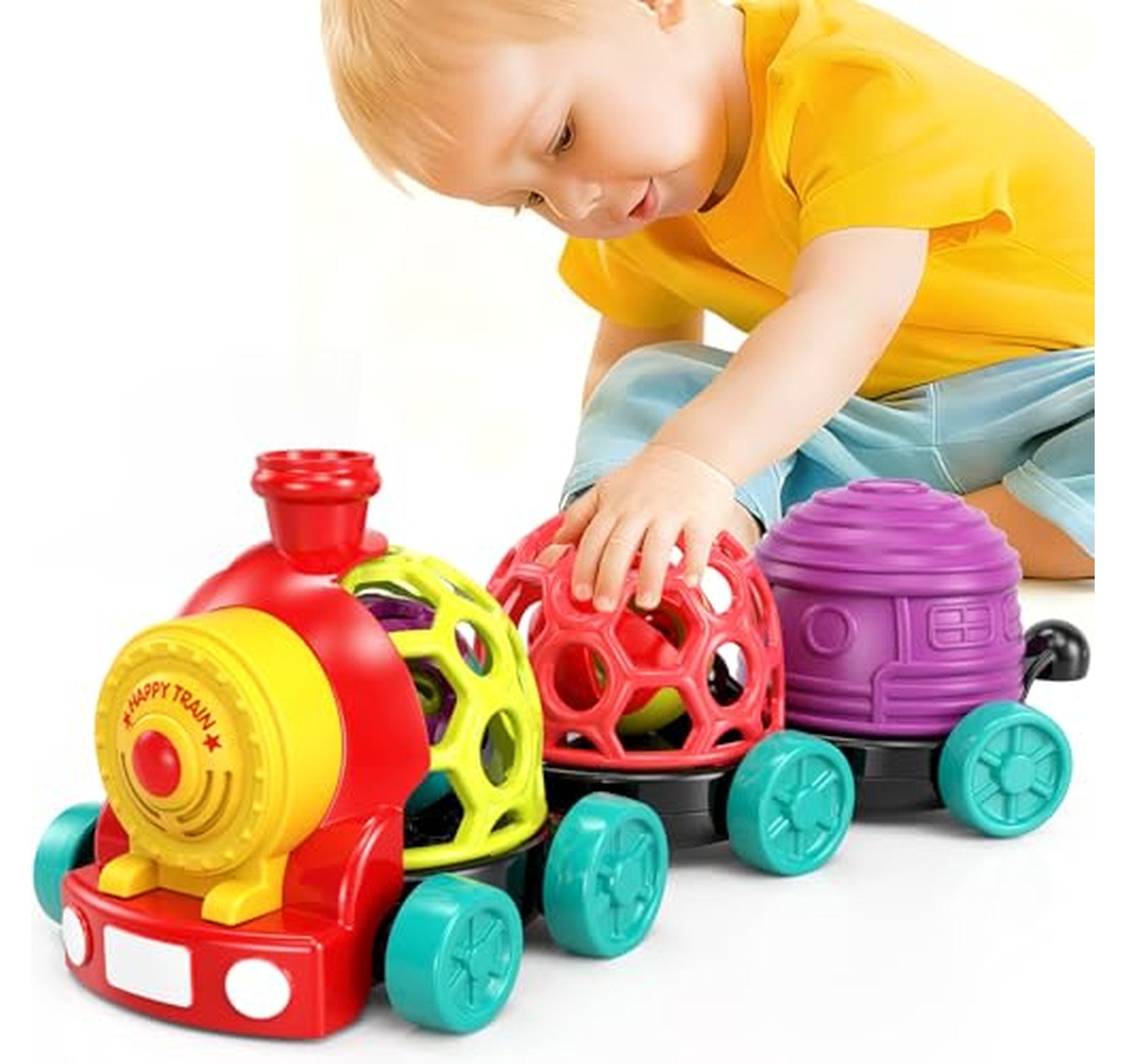 Soft Montessori Baby Train Cars Toy Set