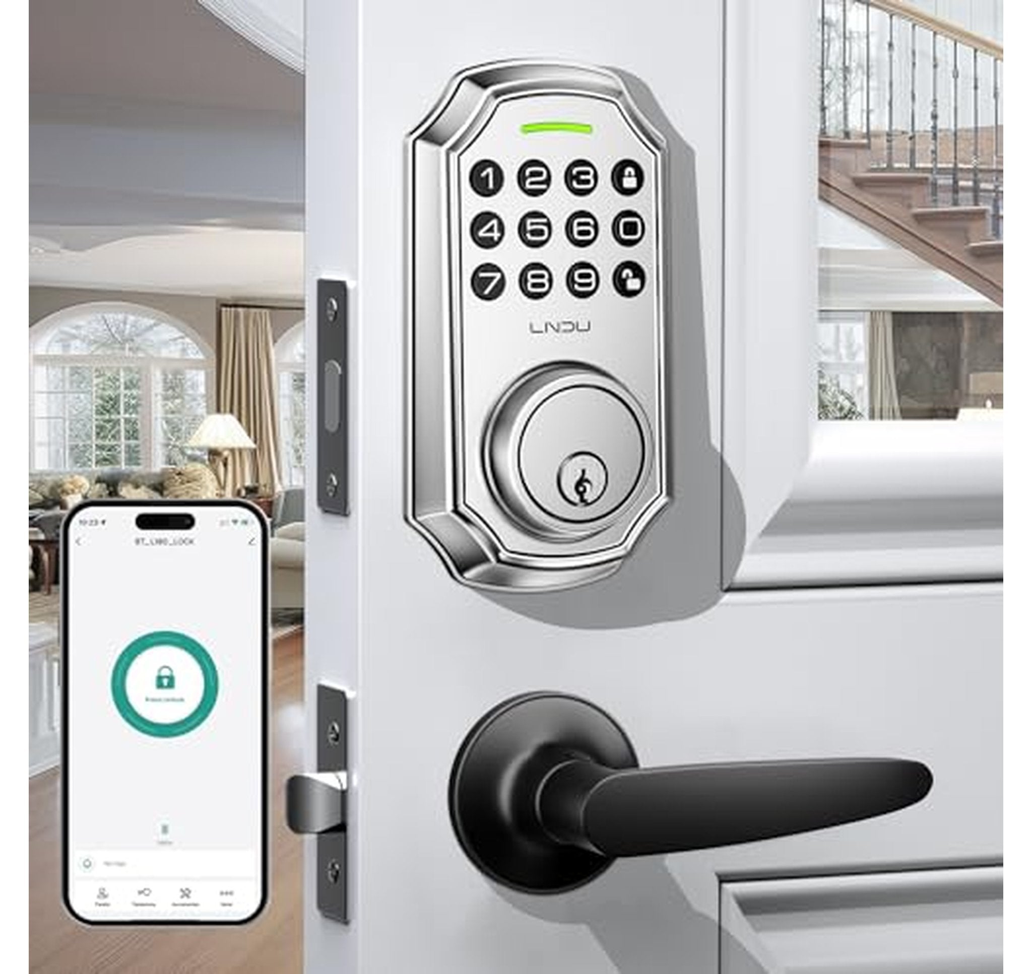 Keyless Fingerprint Smart Deadbolt Lock with Handleset