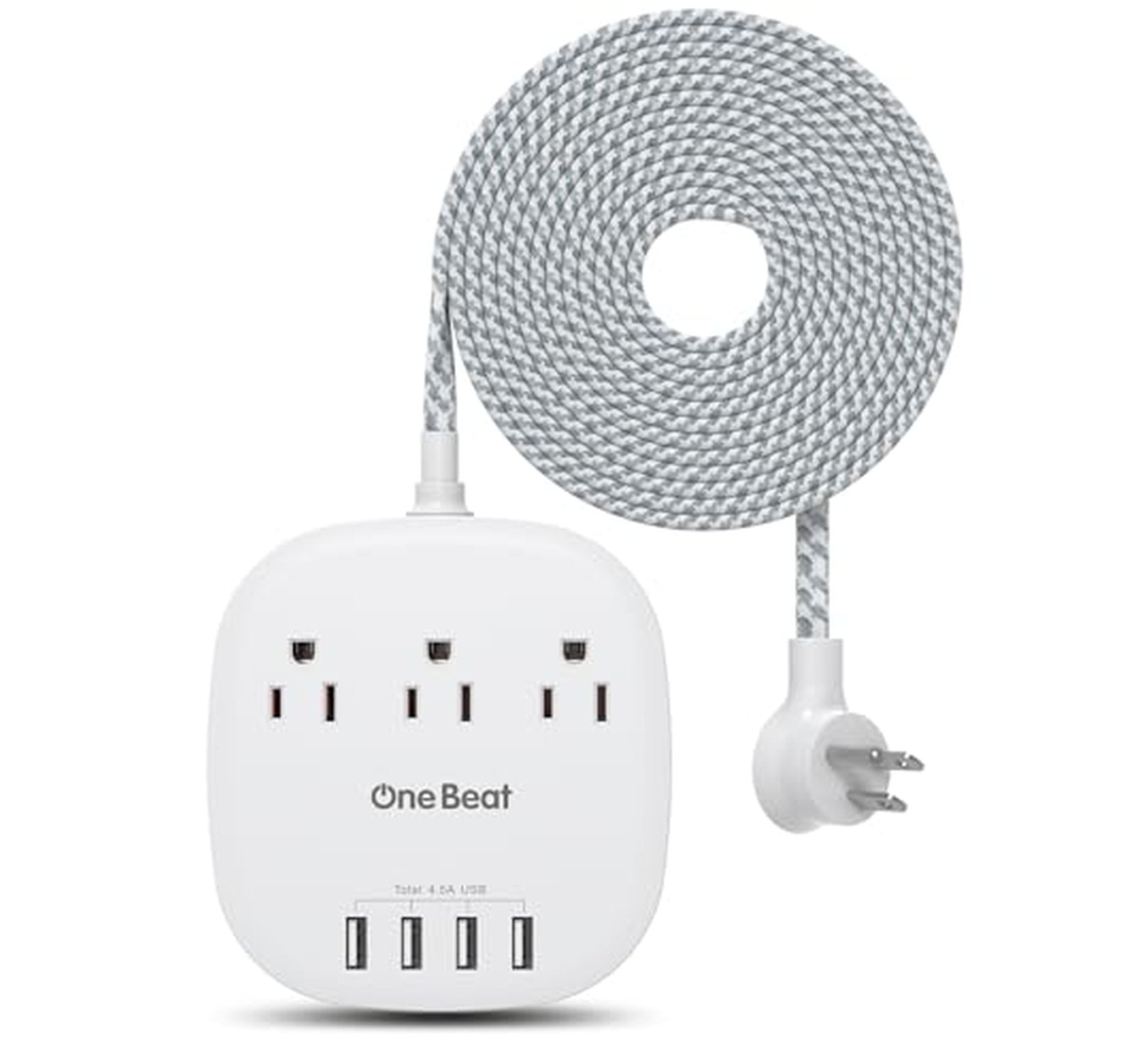 Flat Plug Desktop Power Strip with USB Ports