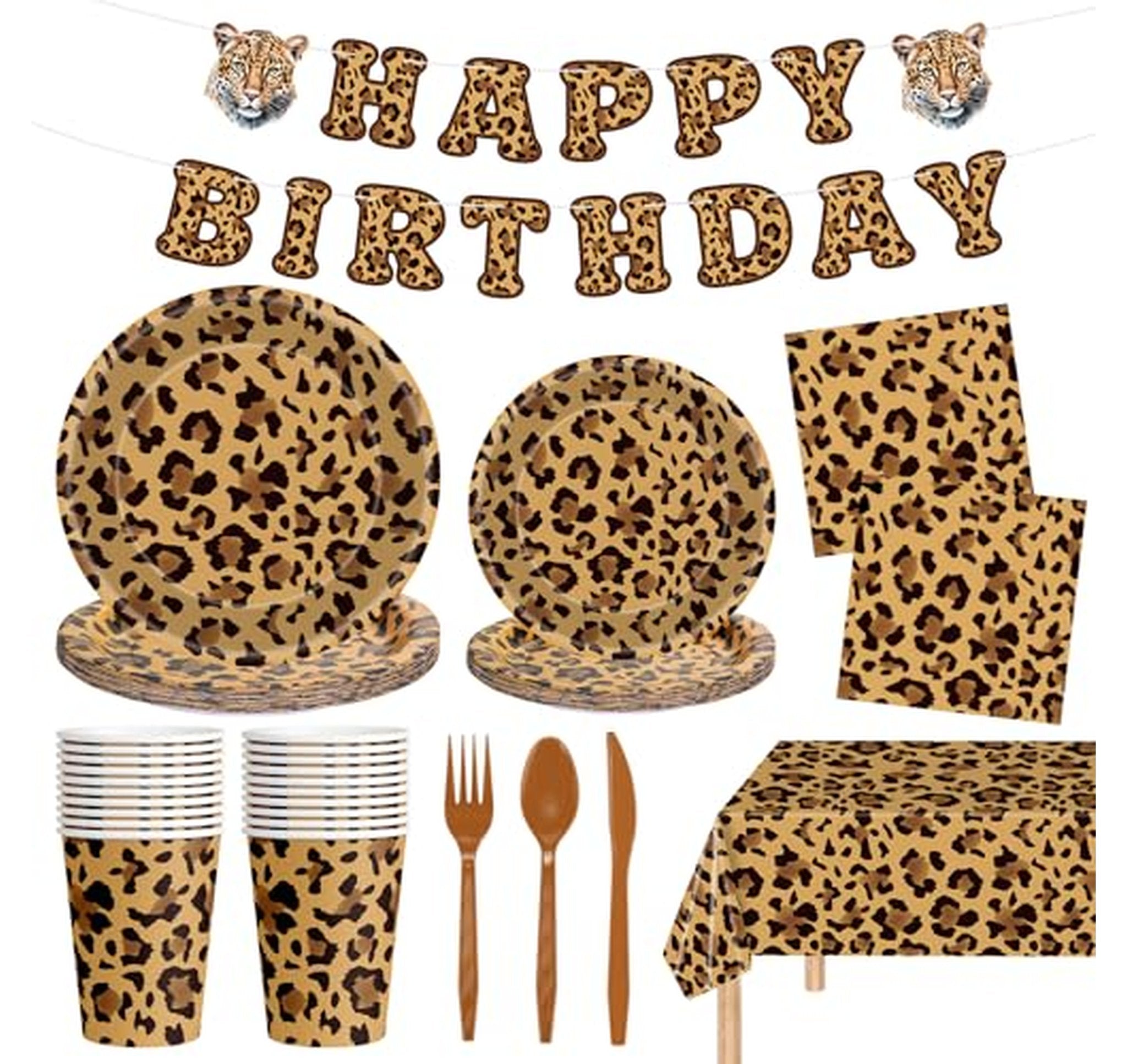 142 Piece Cheetah Print Birthday Party Supplies Set