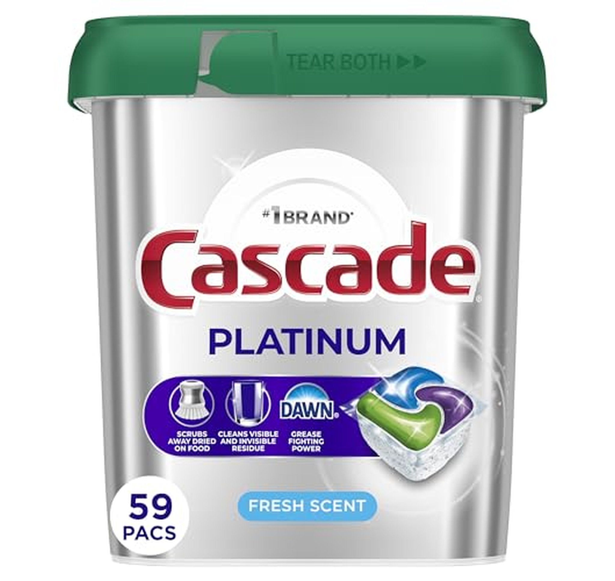 Cascade Platinum Dishwasher Detergent Pods, 59 Count