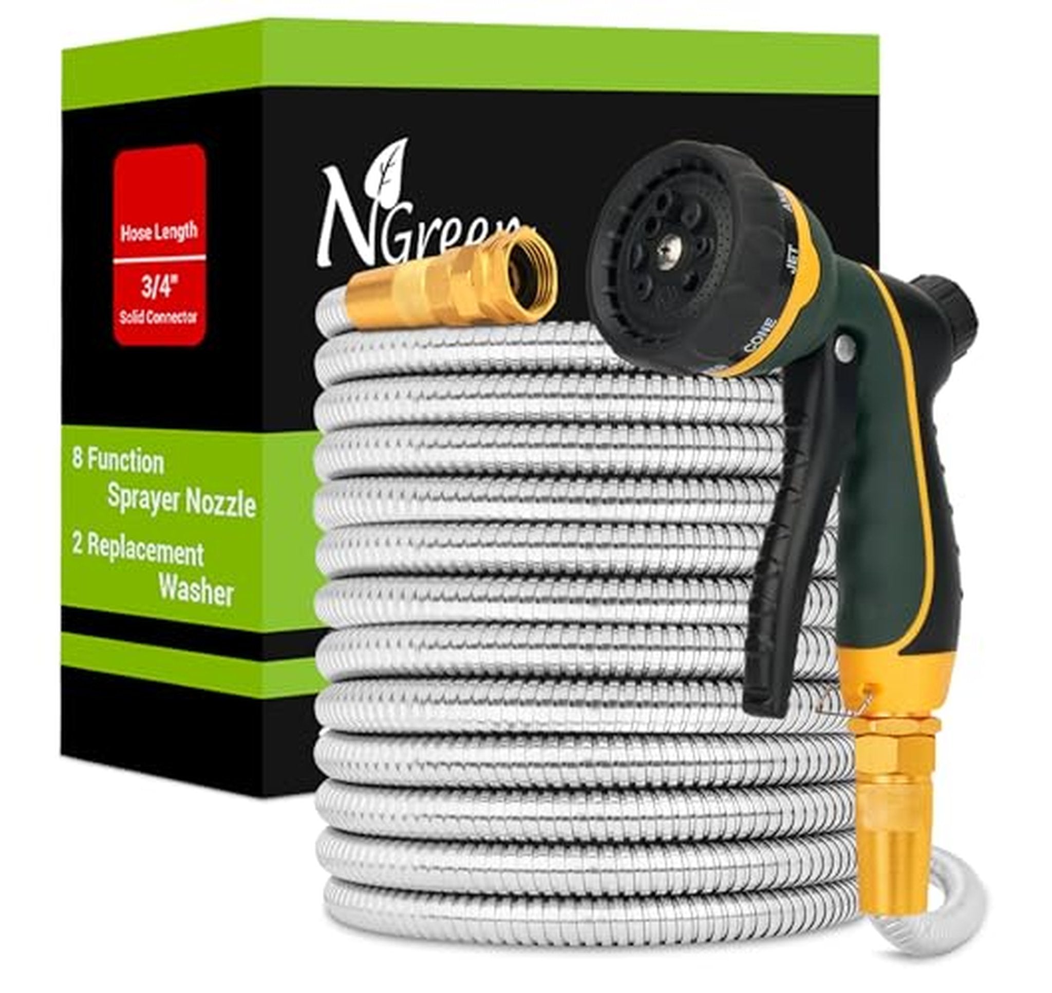 25FT Heavy Duty Stainless Steel Garden Hose
