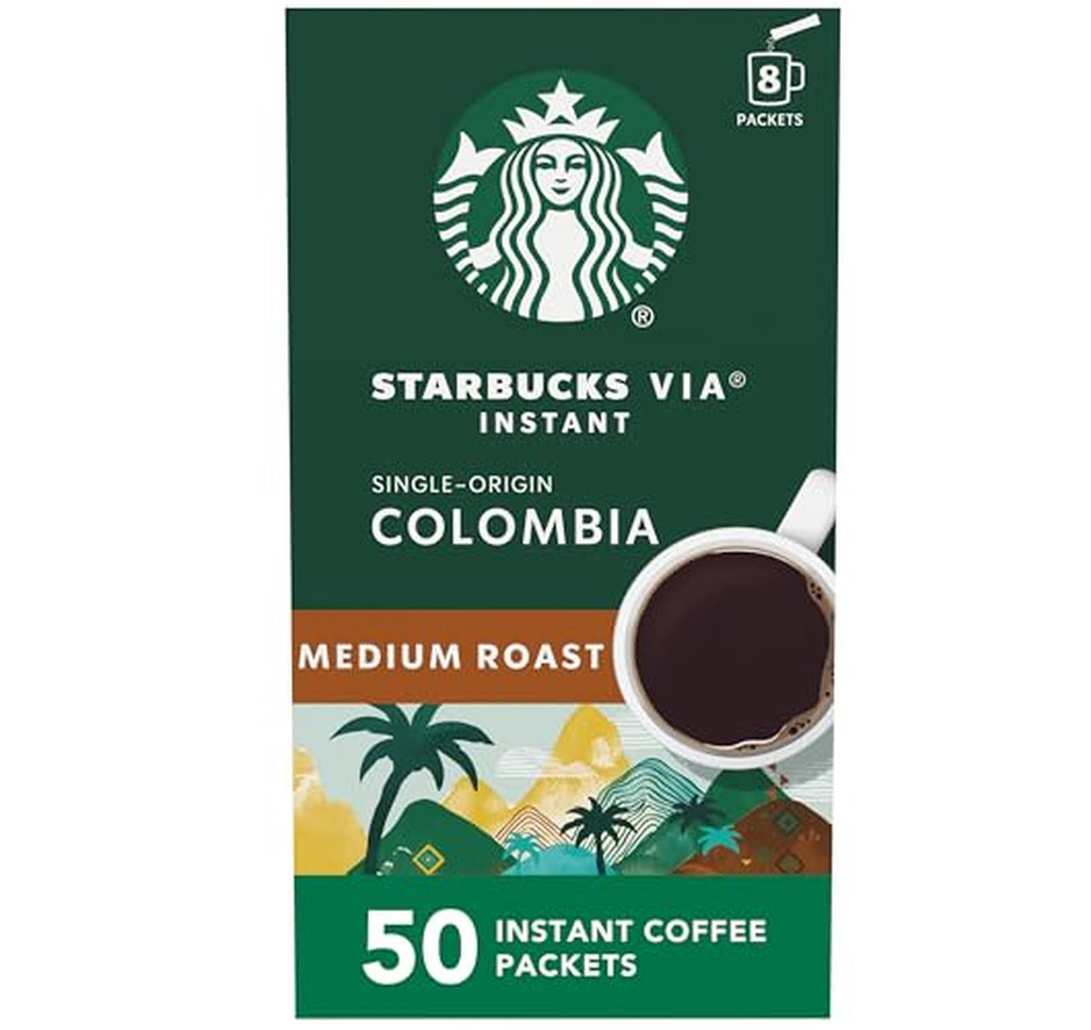 50 Count Starbucks VIA Colombia Instant Coffee (OU)