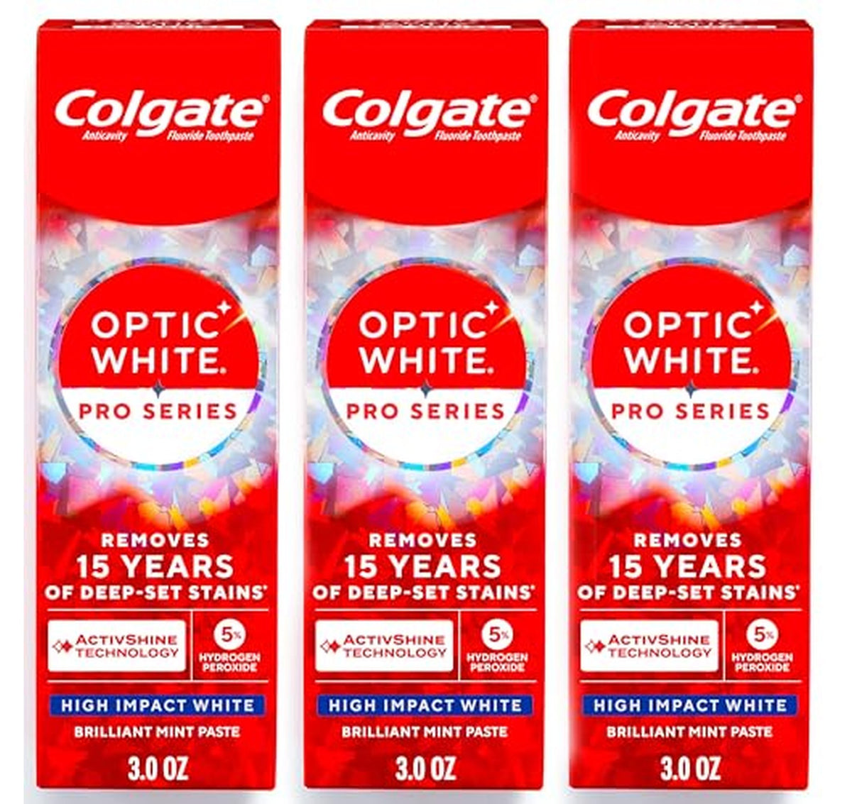 3 Pack Colgate Optic White Pro Series Toothpaste