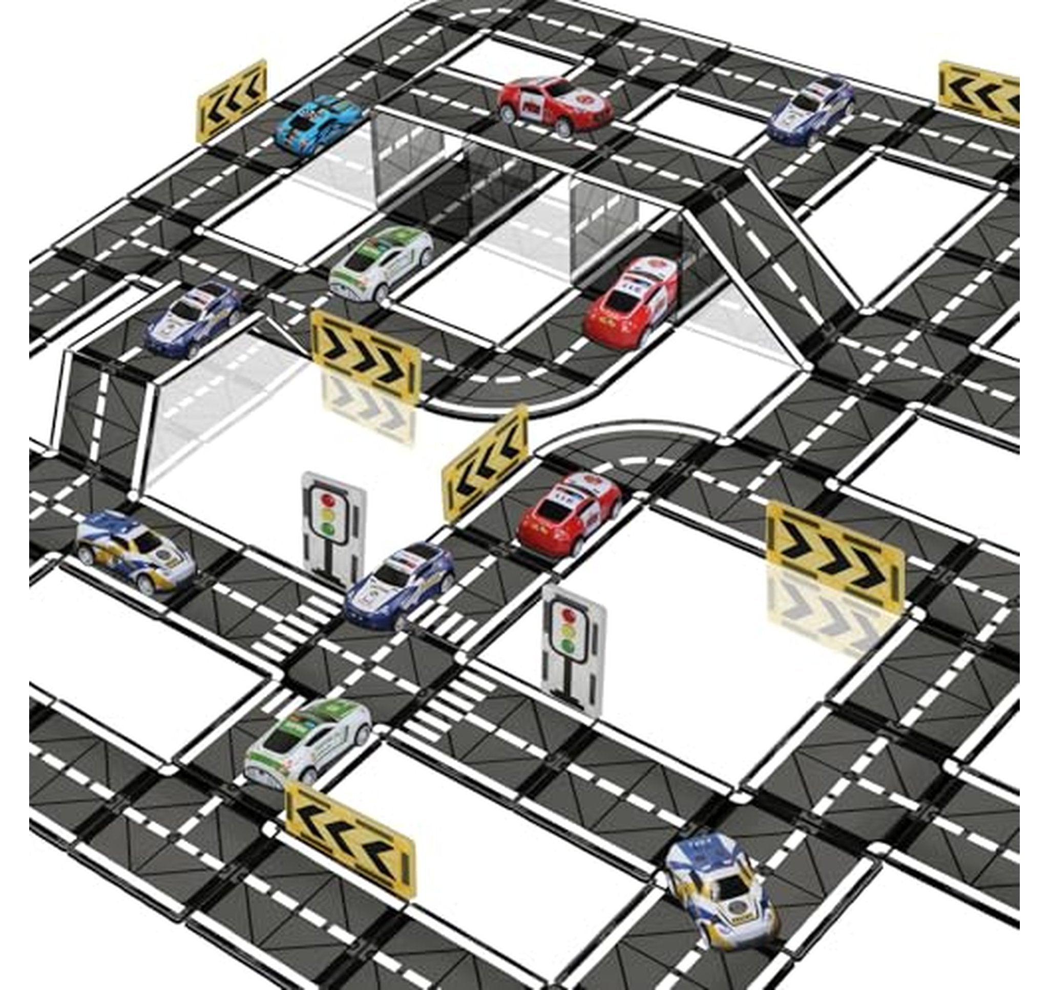 Magnetic Tiles Road Set with Pullback Car STEM Toy