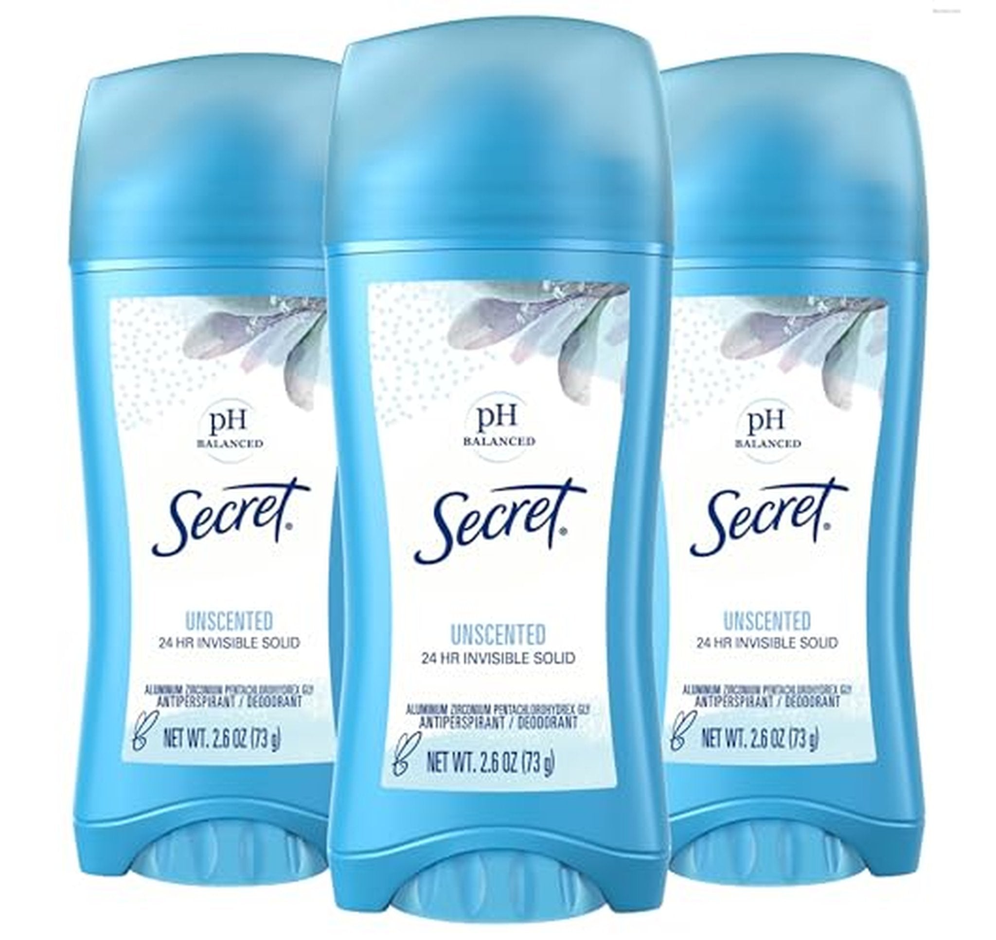 3 Pack Secret Unscented Invisible Solid Antiperspirant Deodorant