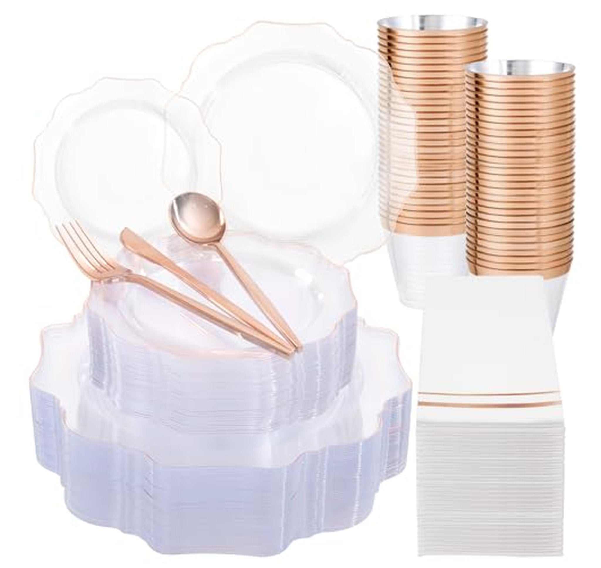 350 Count Disposable Plastic Dinnerware Plates Set