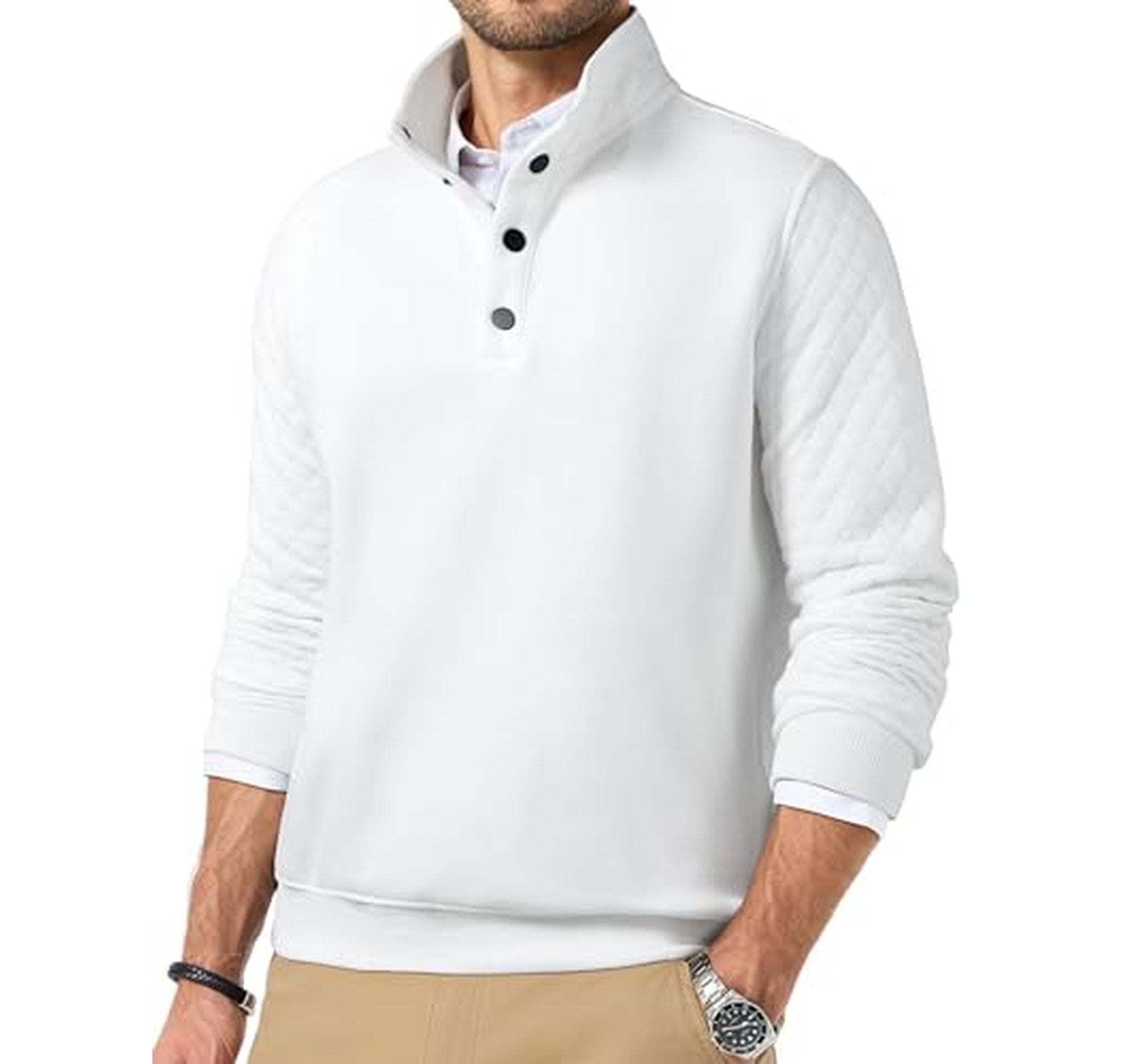 Waffle Knit Quarter Zip Mock Neck Sweatshirt