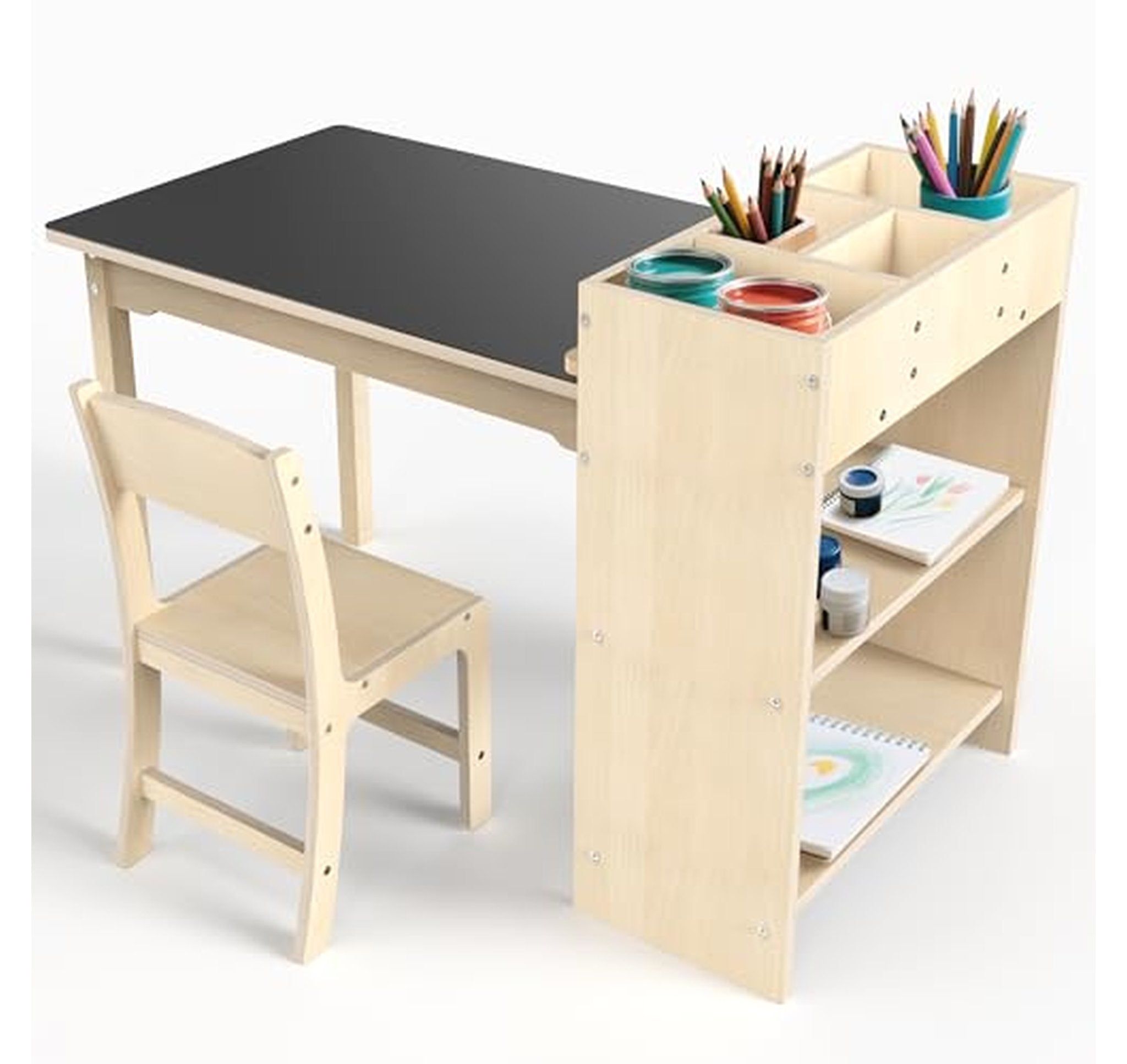 Kids Wooden Art Table Desk with Chair
