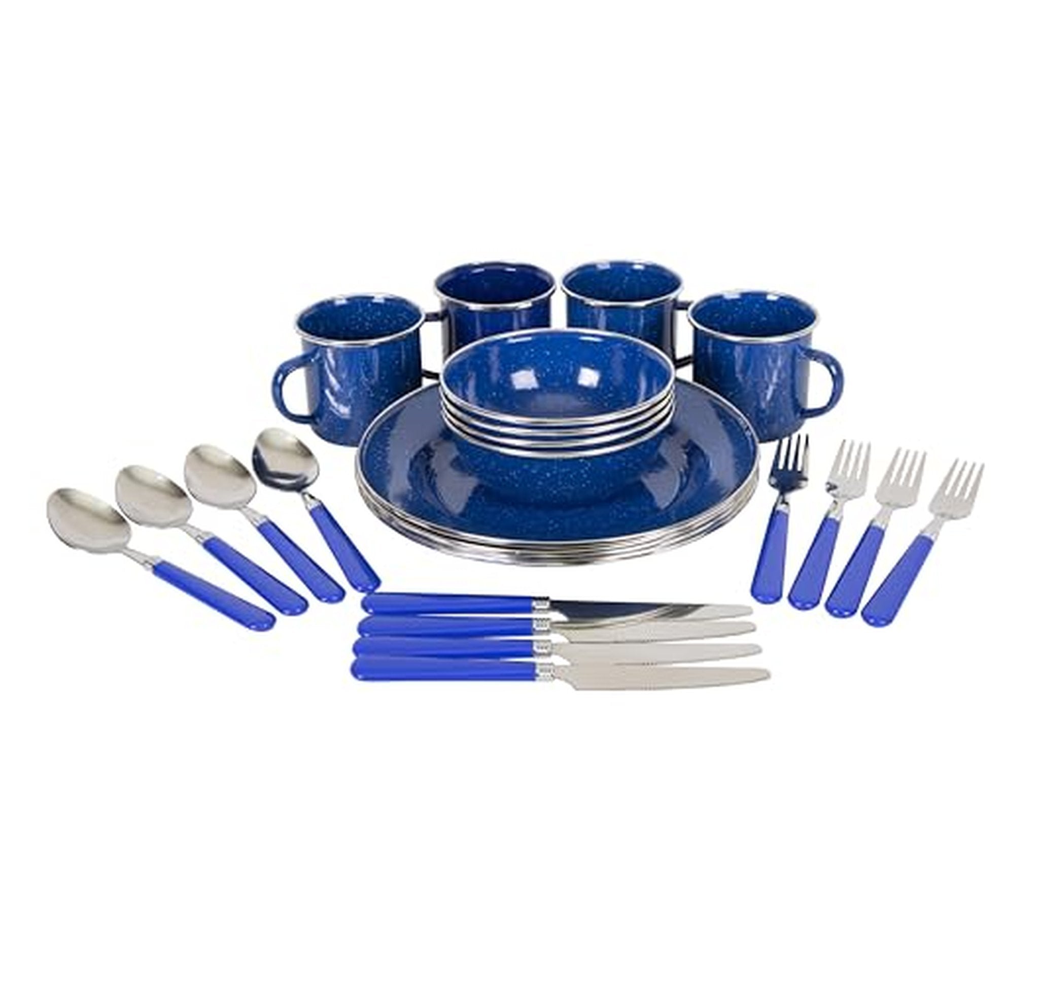 24-Piece Enamel Camping Tableware Set
