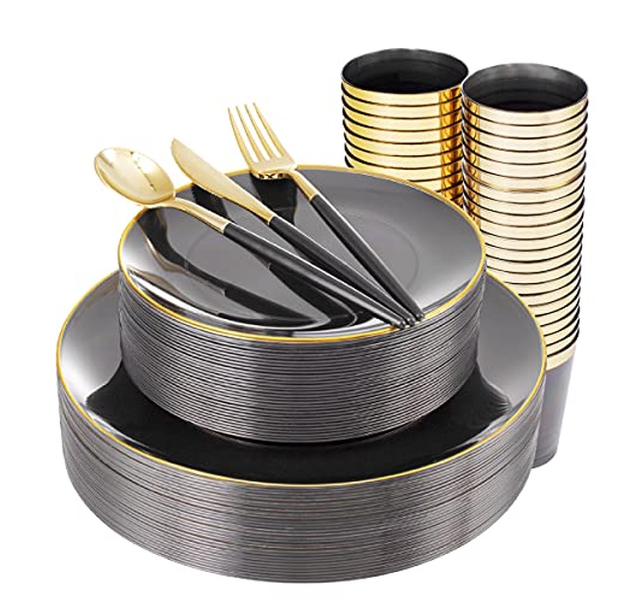 180 Count Plastic Dinnerware Set with Silverware and Cups