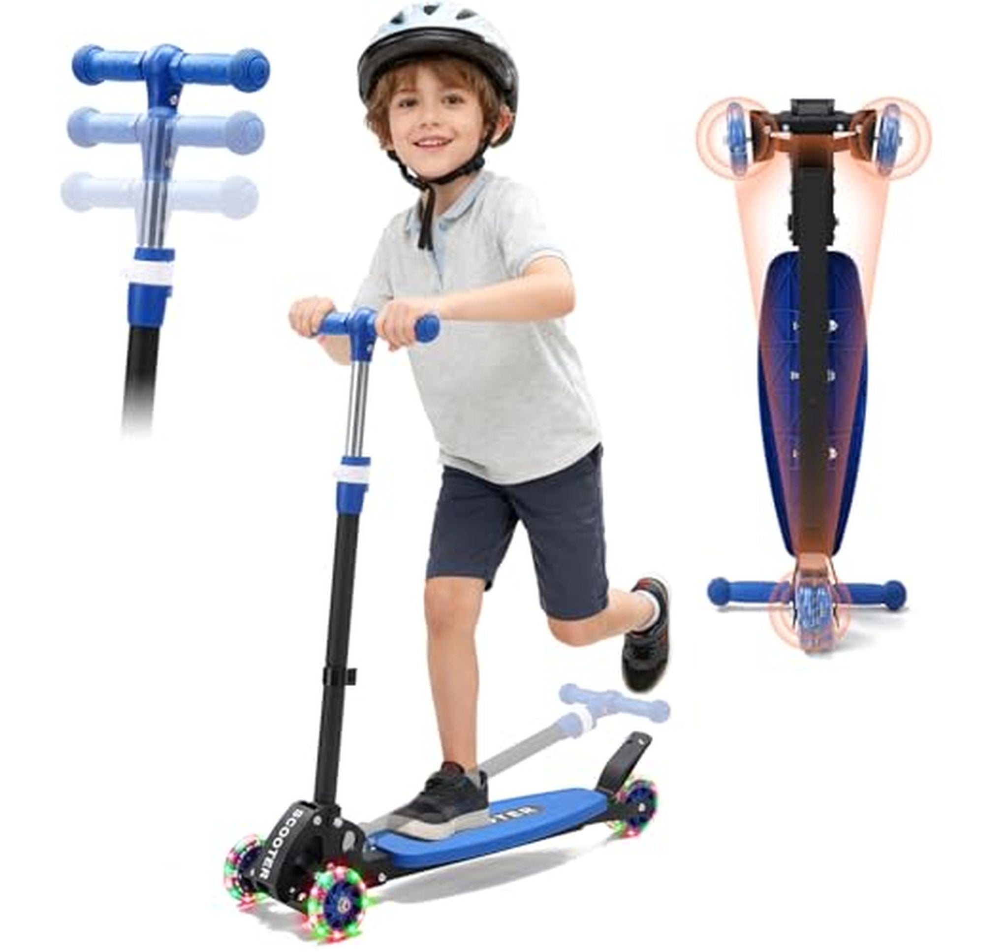 Folding 3-Wheel Kick Scooter with Light-Up Wheels