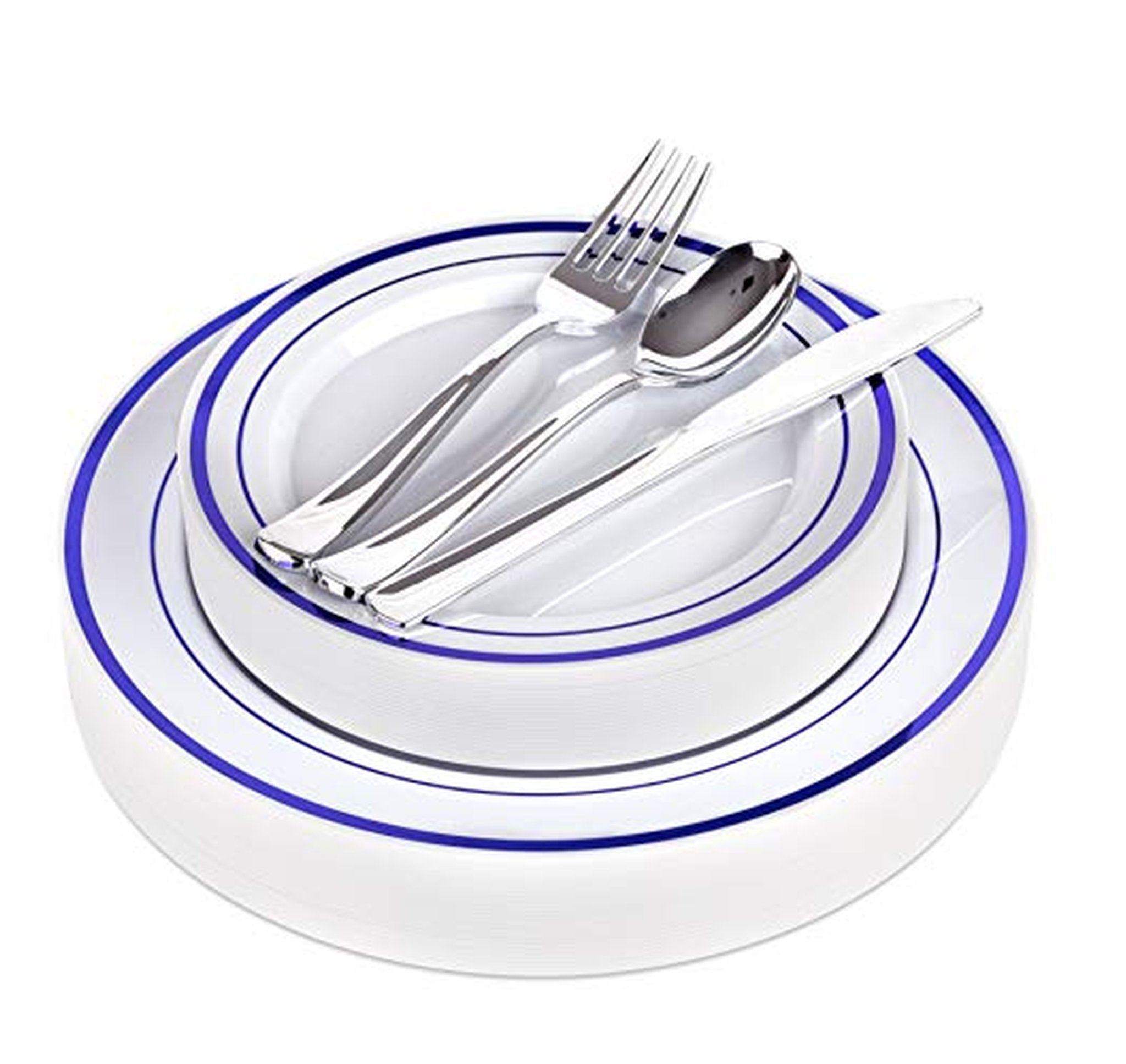 125 Count Fancy Disposable Plates and Silverware Set