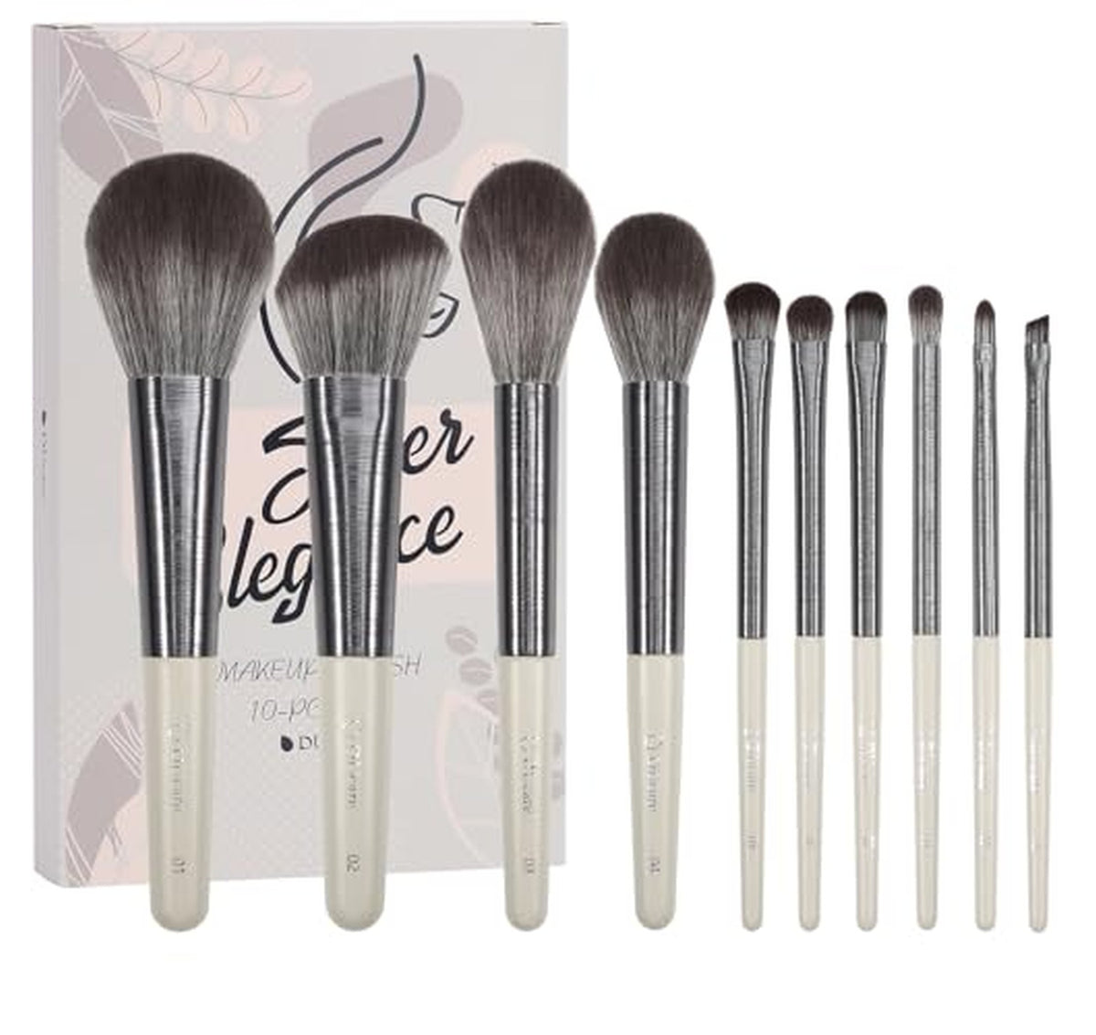 10 Piece Synthetic Makeup Brush Set for Face and Eyes