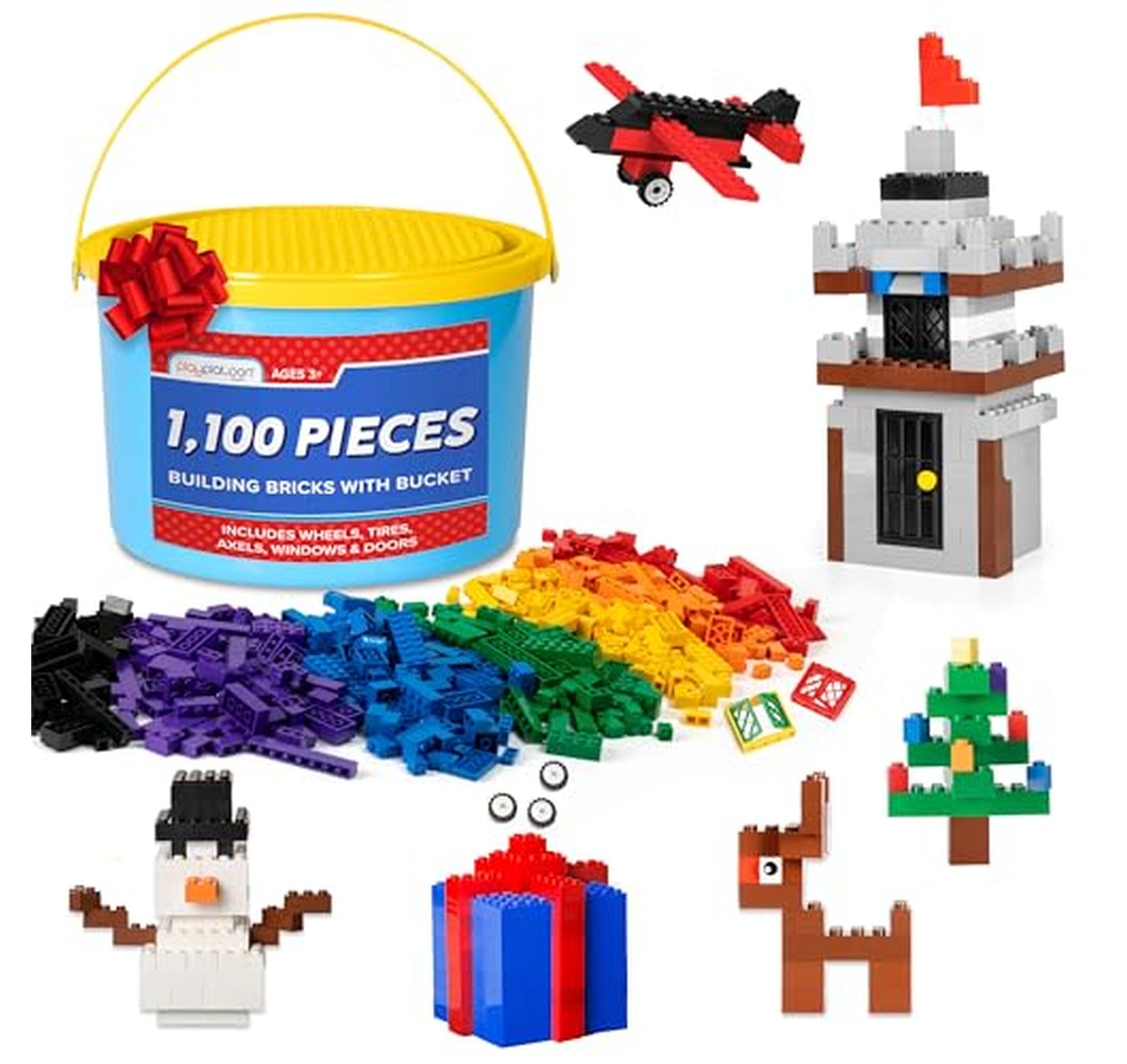 1100 Piece Building Bricks Set with Wheels