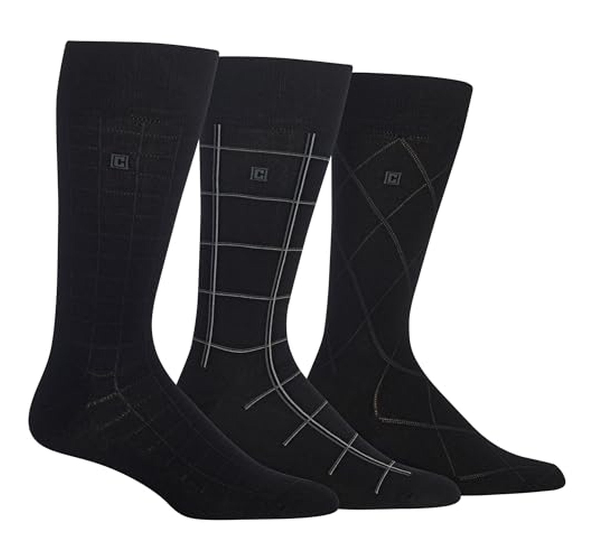 3 Pack Classic Dress Crew Socks, Pattern and Solid