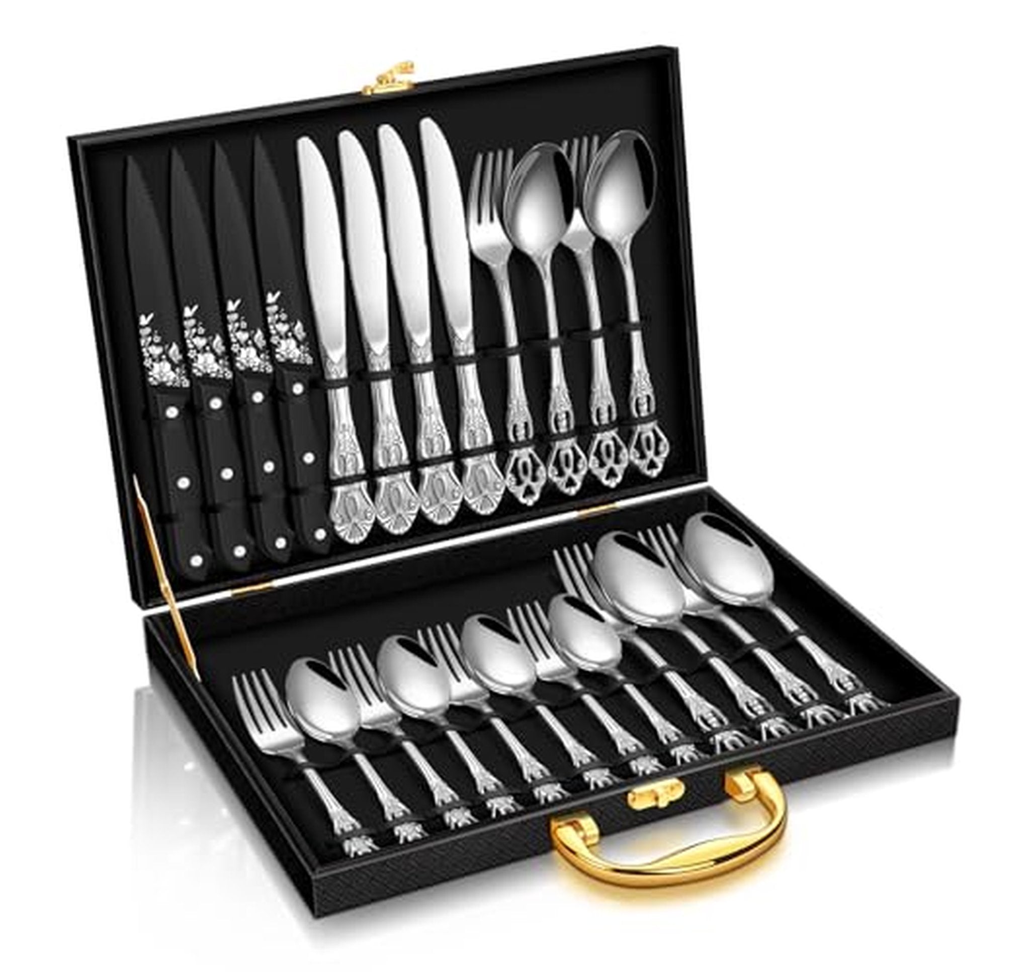 24 Piece Retro Stainless Steel Silverware Set