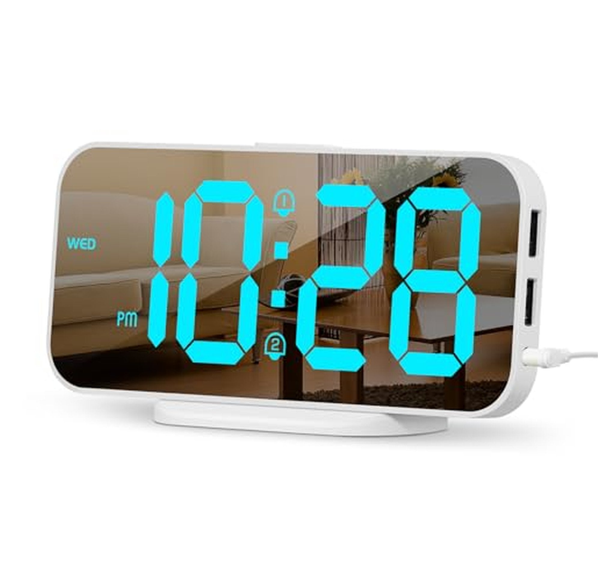 Slim Digital Alarm Clock with USB Charging Ports