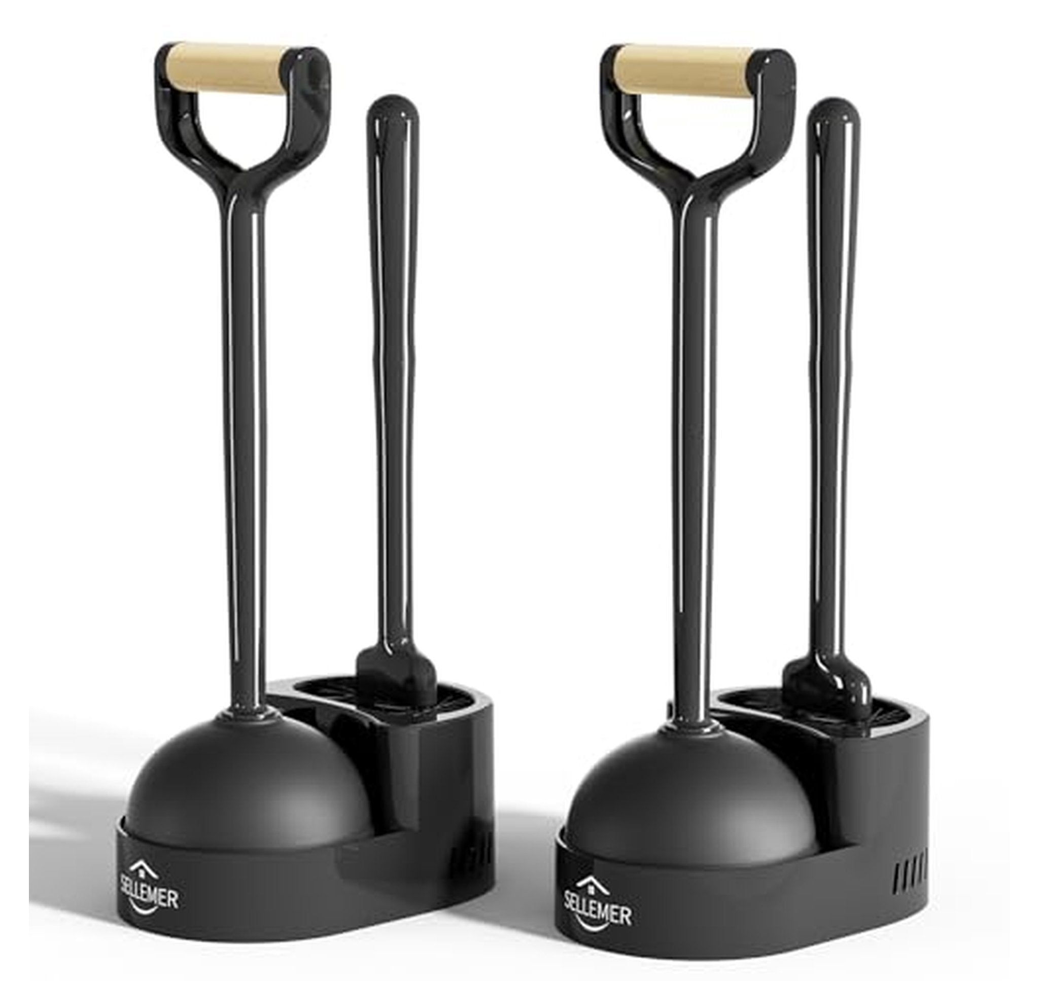 2 Pack Toilet Plunger and Brush Set Combo