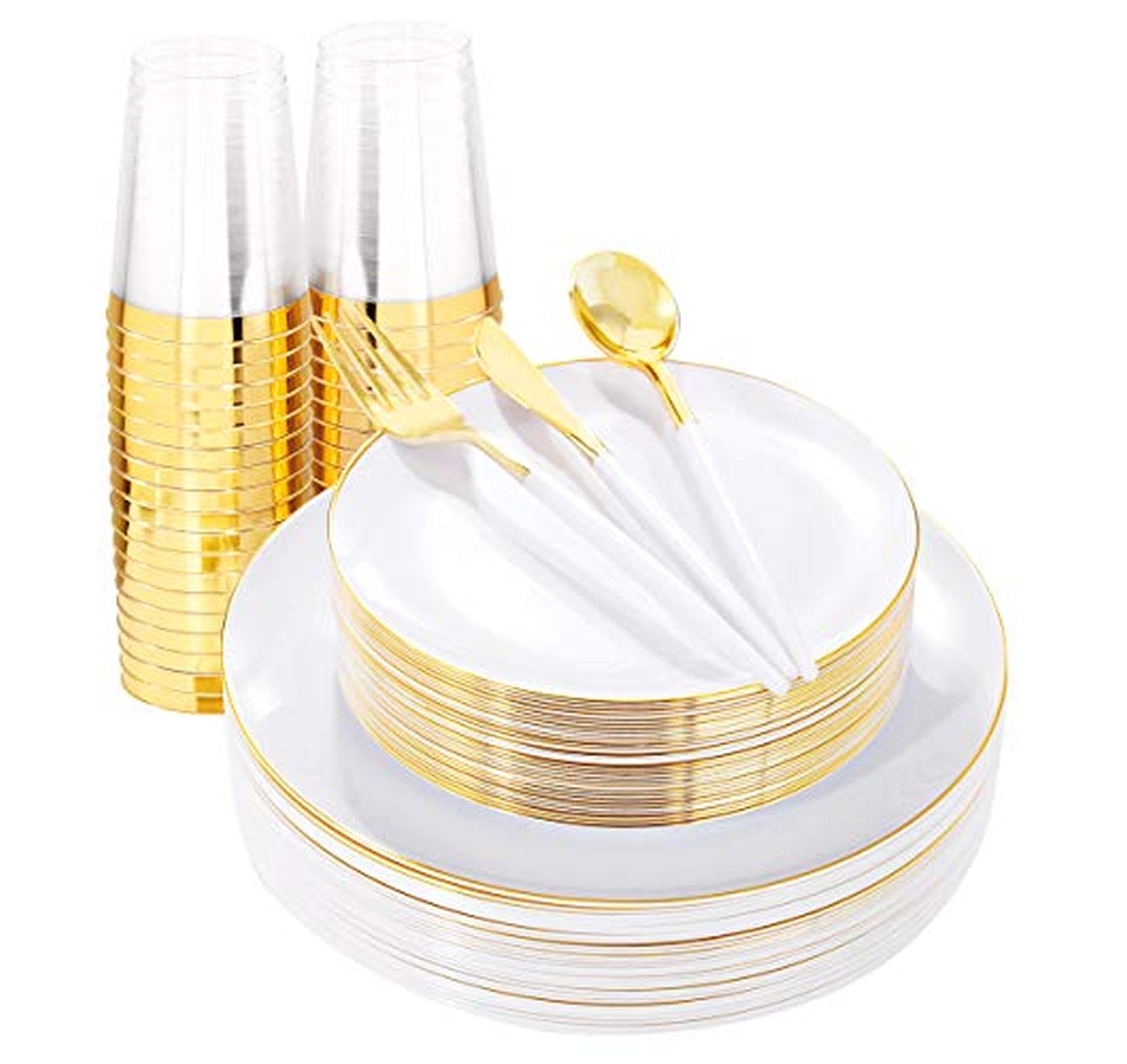 180 Count Disposable Plastic Dinnerware Set with Silverware