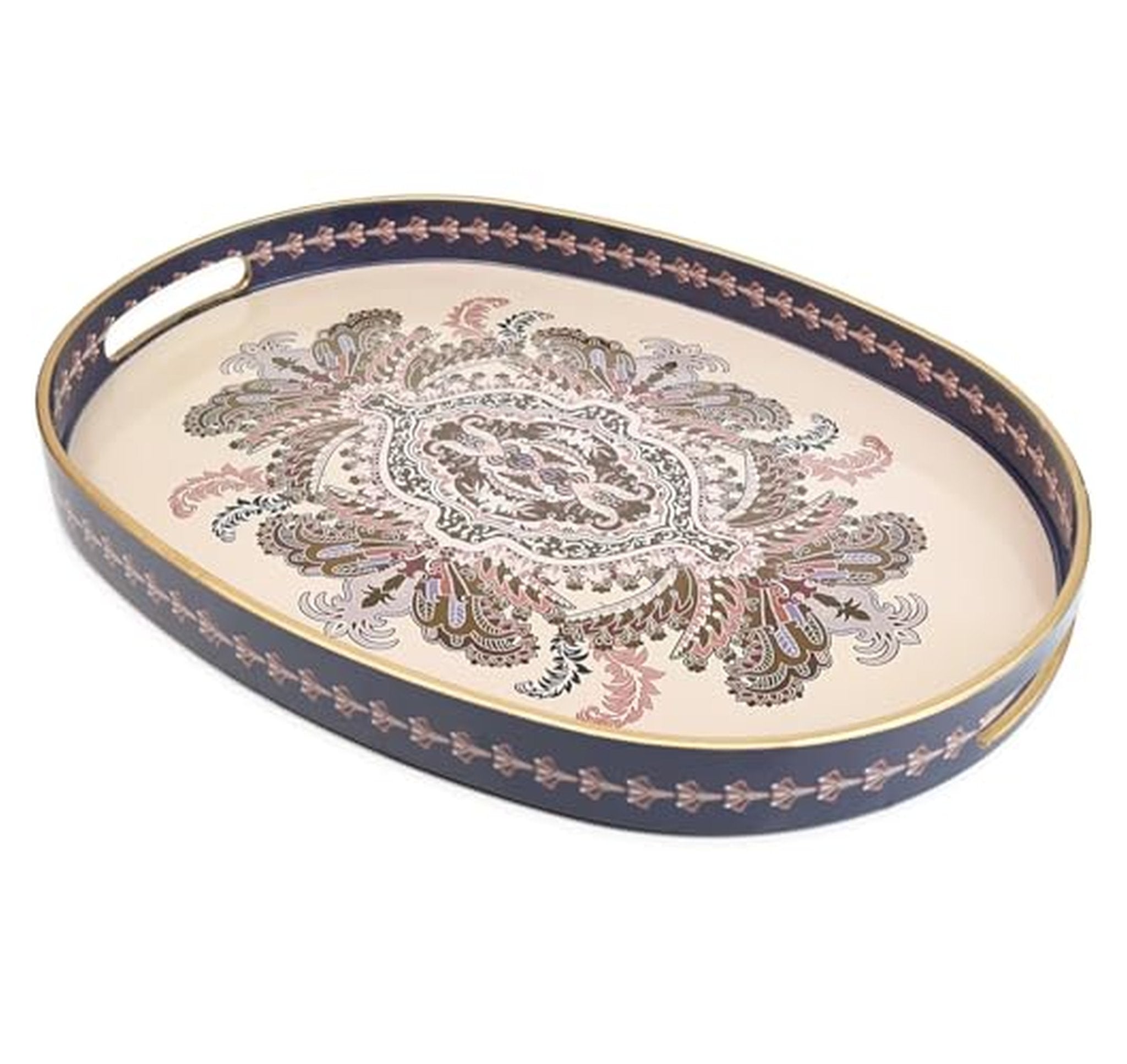 Oval Plastic Serving Tray with Handles 10x16 Inch