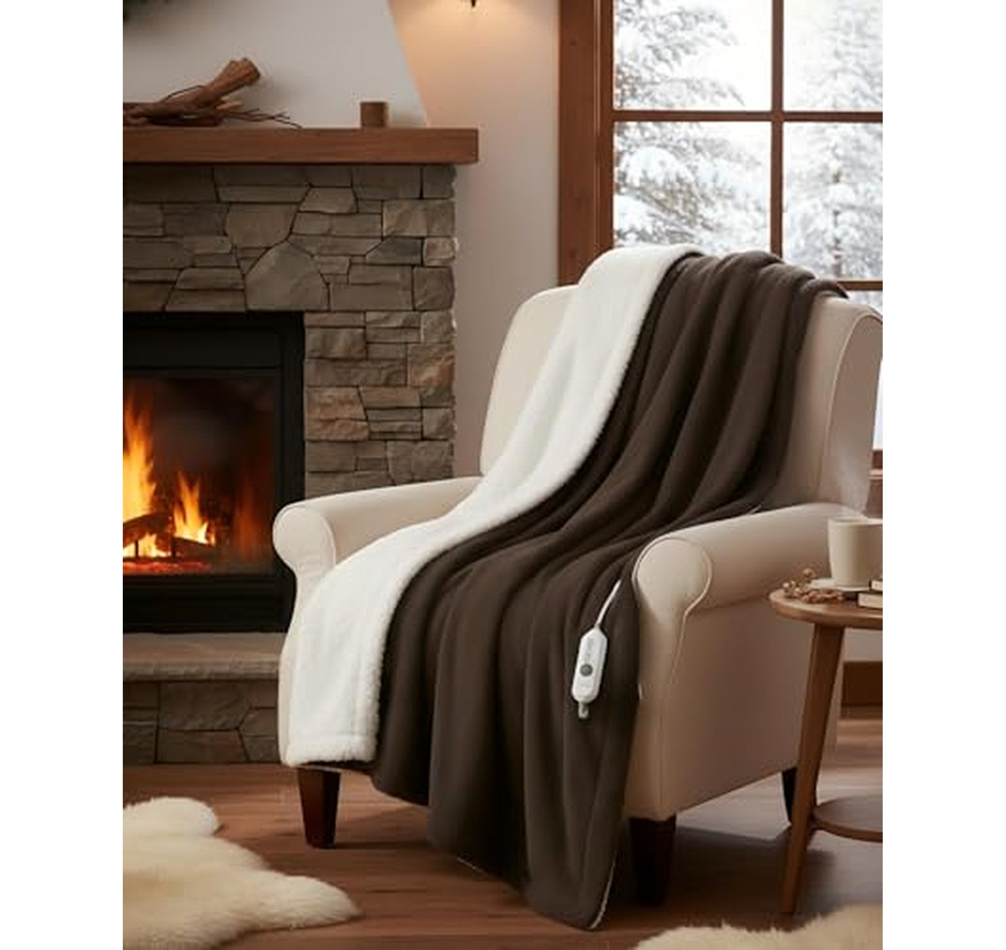 Electric Heated Throw Blanket, Sherpa, 4 Heat Settings