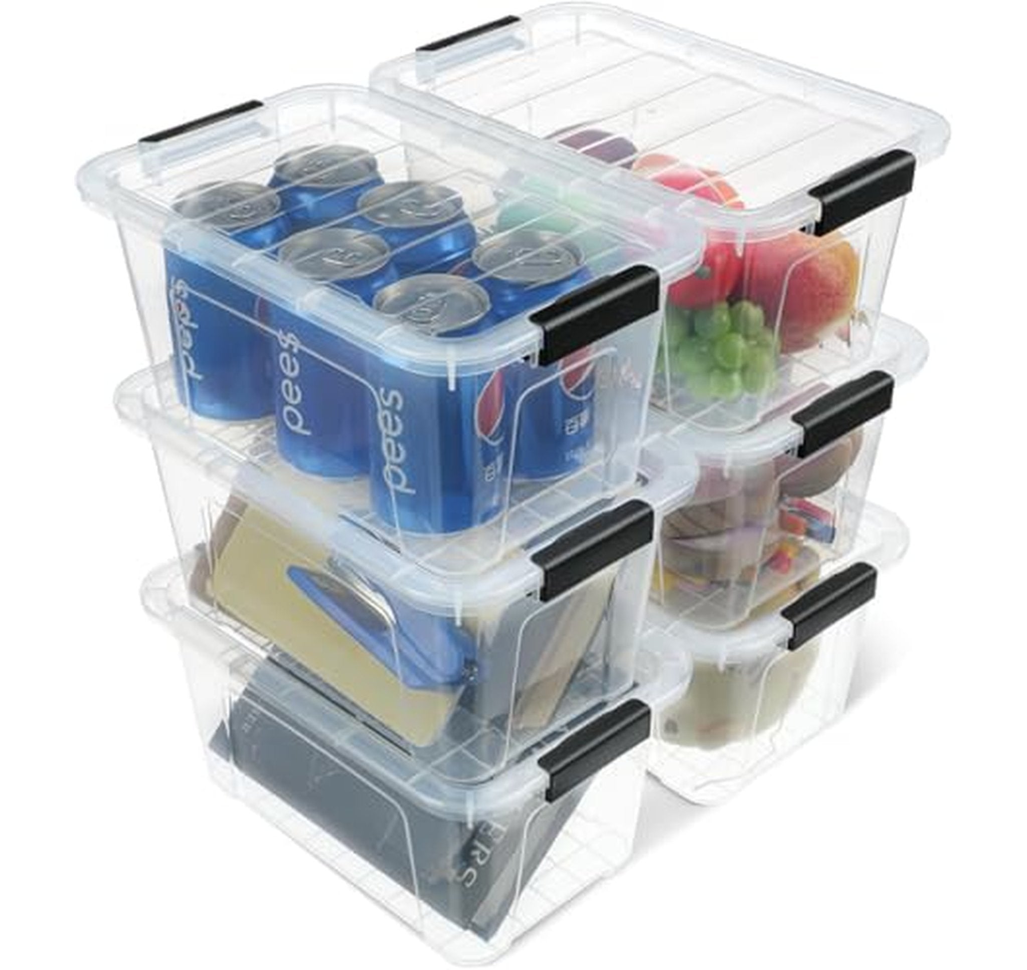6 Pack 7 Quart Plastic Storage Bins with Lids