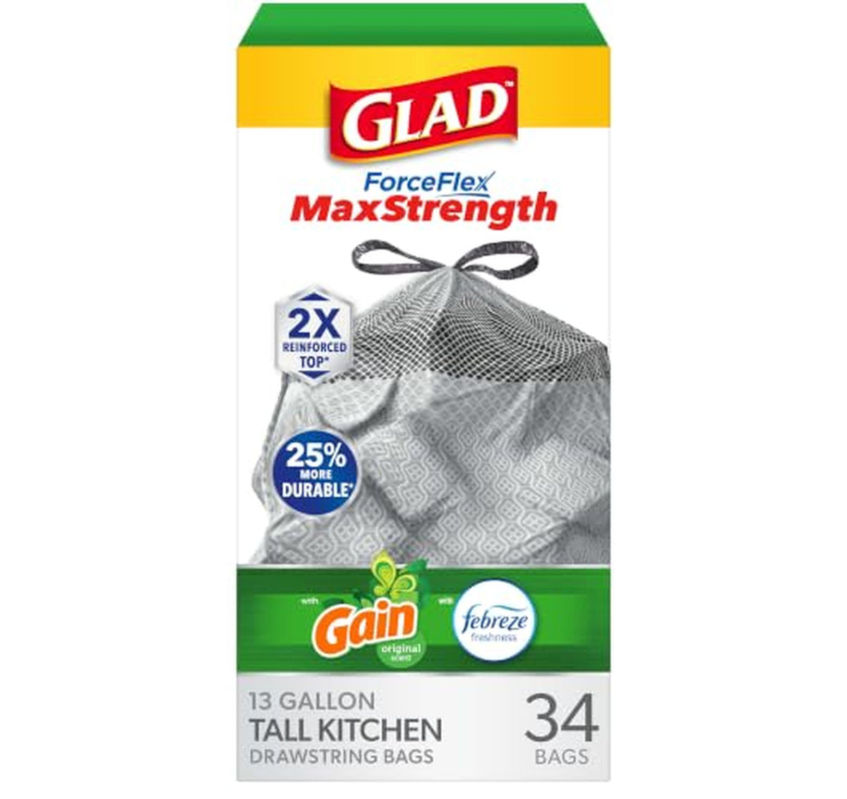 Glad ForceFlex MaxStrength 13 Gallon Kitchen Trash Bags