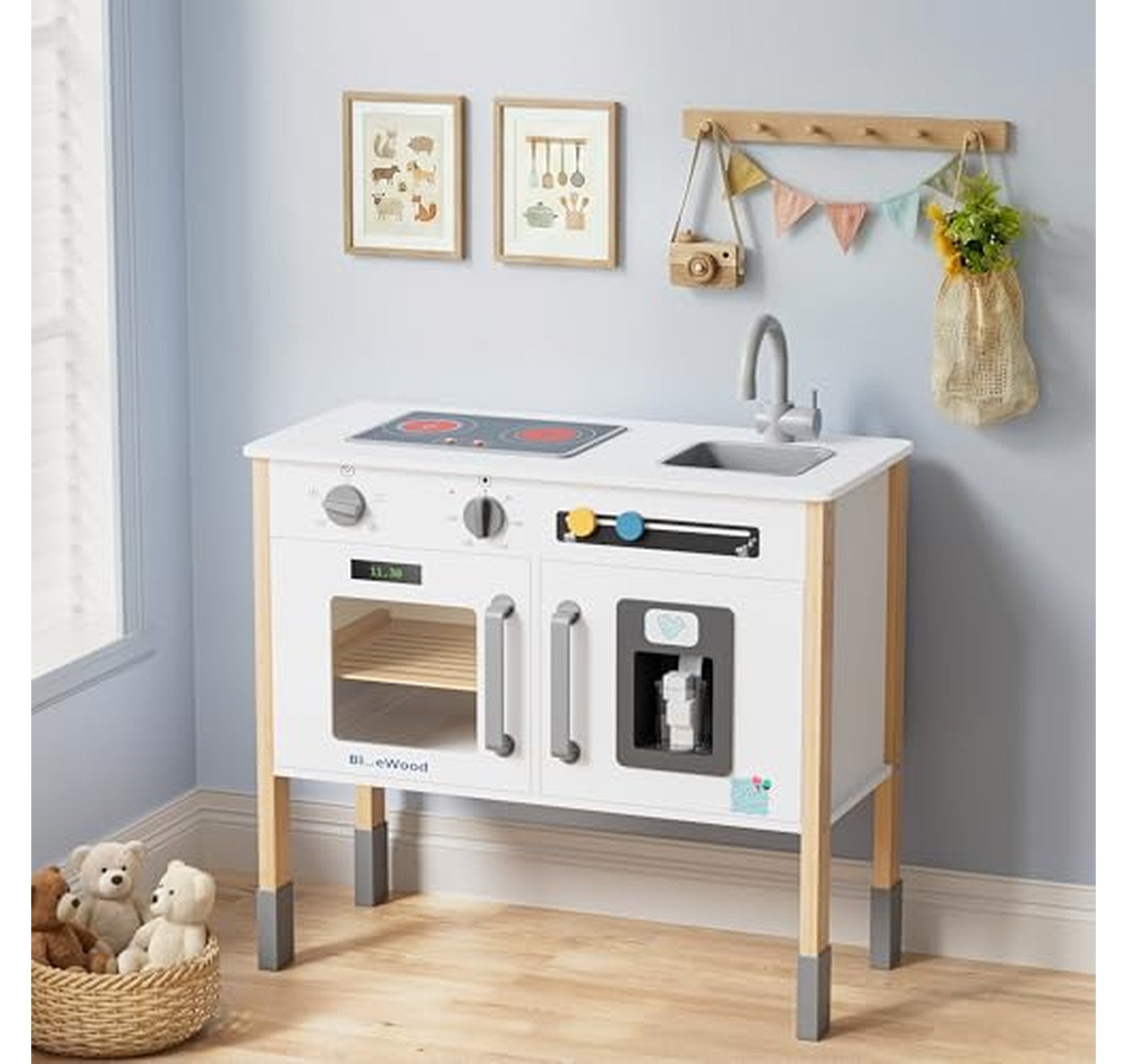 Wooden Kids Play Kitchen Set with Accessories