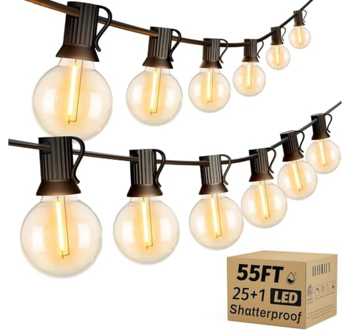 55FT Shatterproof LED Outdoor String Lights