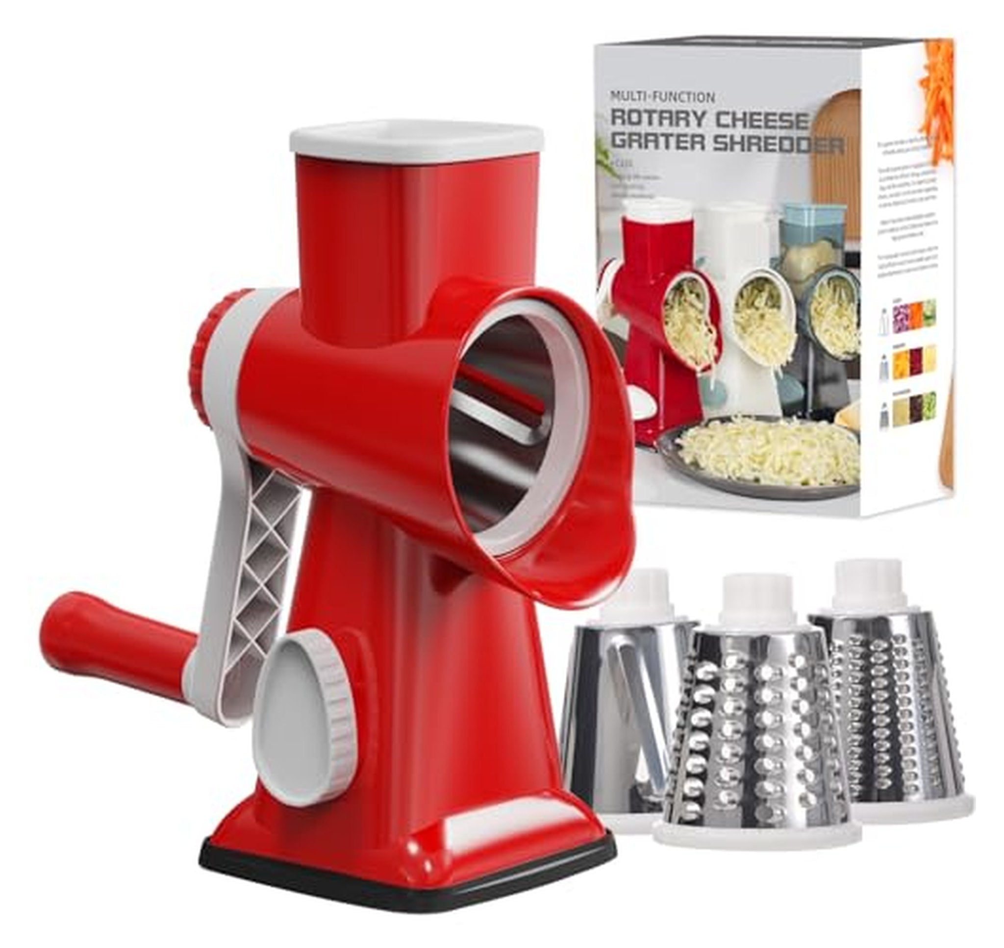 Rotary Cheese Grater with 3 Interchangeable Blades