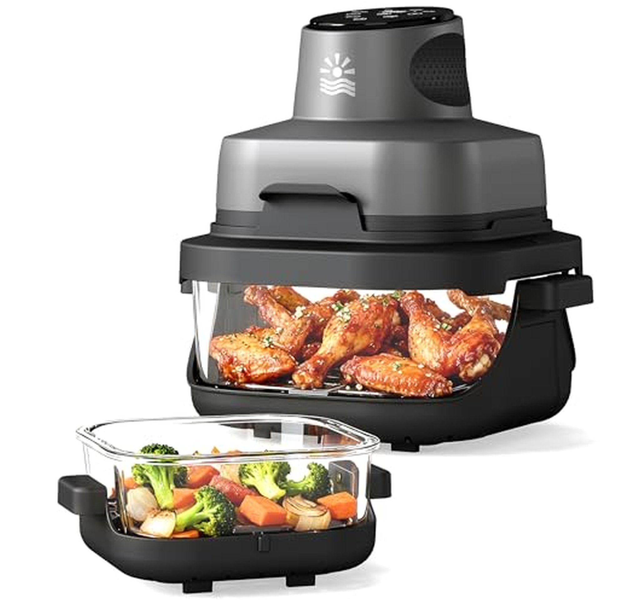 4.2QT 1500W Glass Air Fryer with Dual Bowls