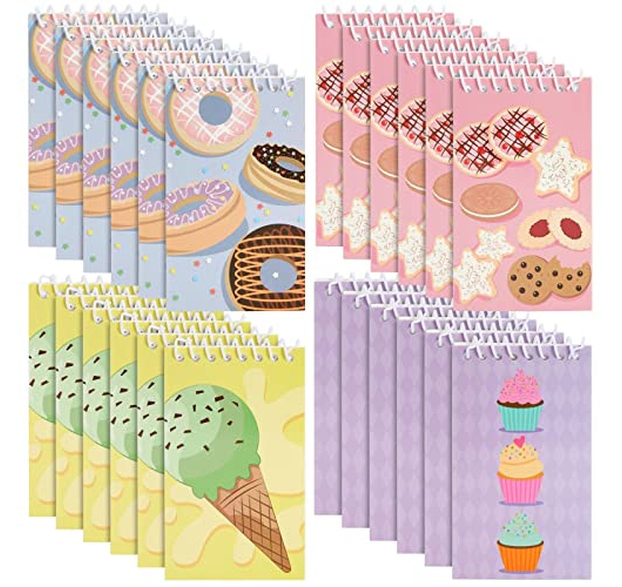 24 Pack Ice Cream Spiral Notepads for Kids