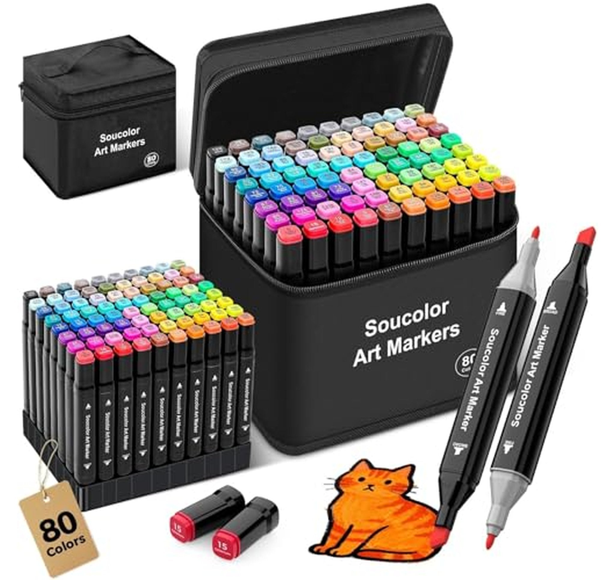 80 Color Dual Tip Alcohol Art Markers Set