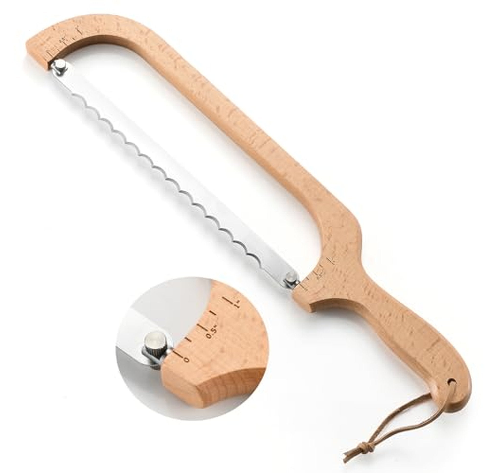 Adjustable Bow Bread Knife with Rotating Wooden Handle