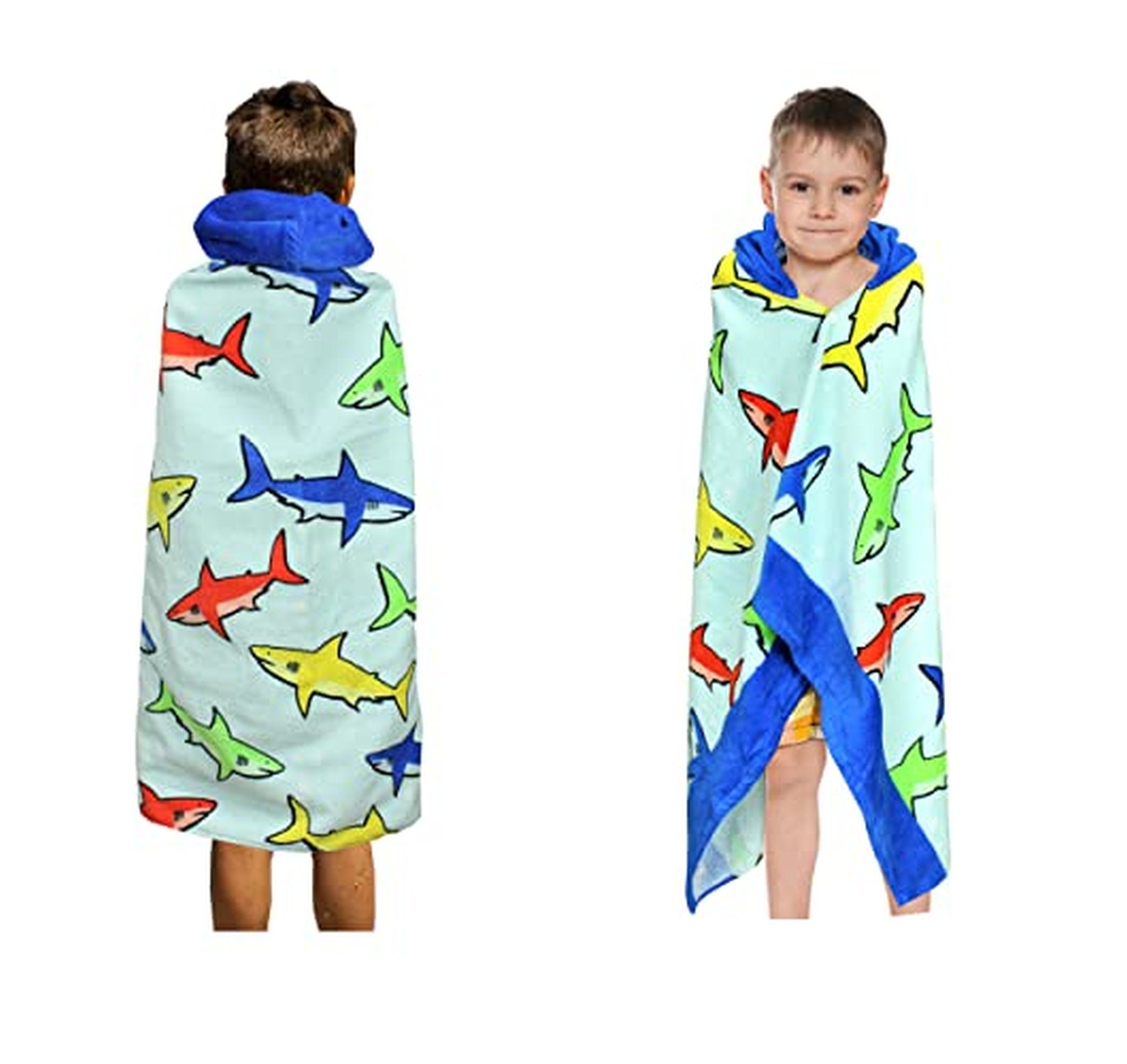 Kids Hooded Cotton Shark Bath Beach Towel