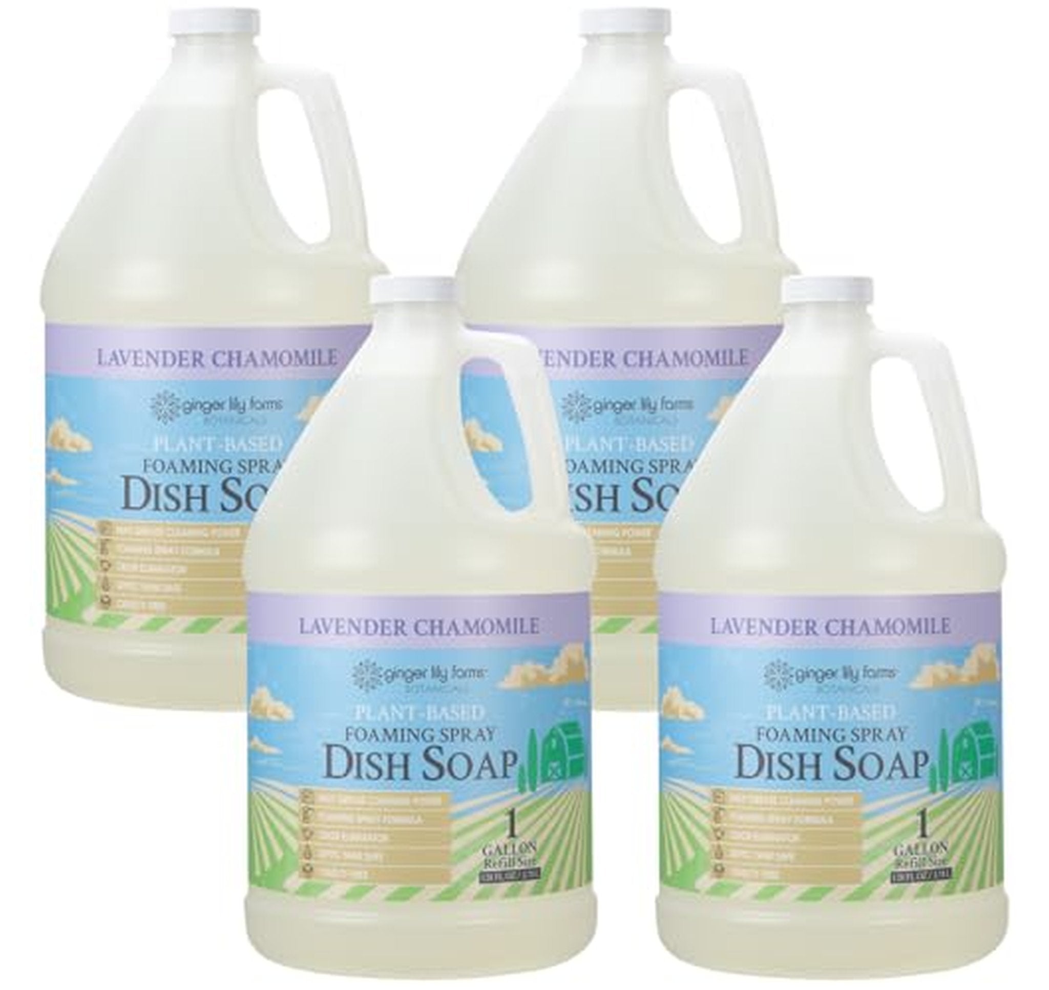 4 Pack Plant-Based Foaming Spray Dish Soap, 1 Gallon