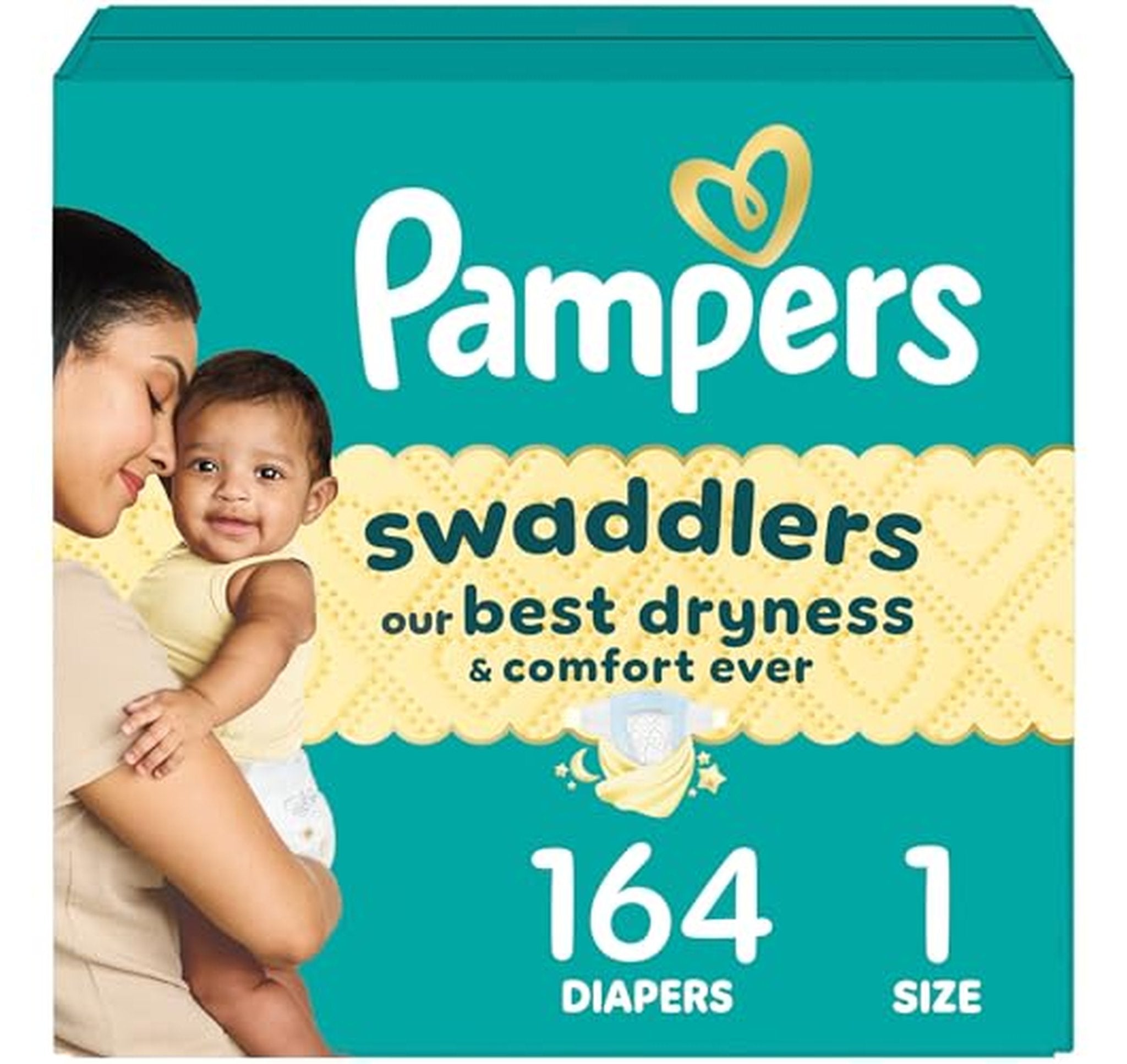 Pampers Swaddlers Size 1 Baby Diapers 164 Count