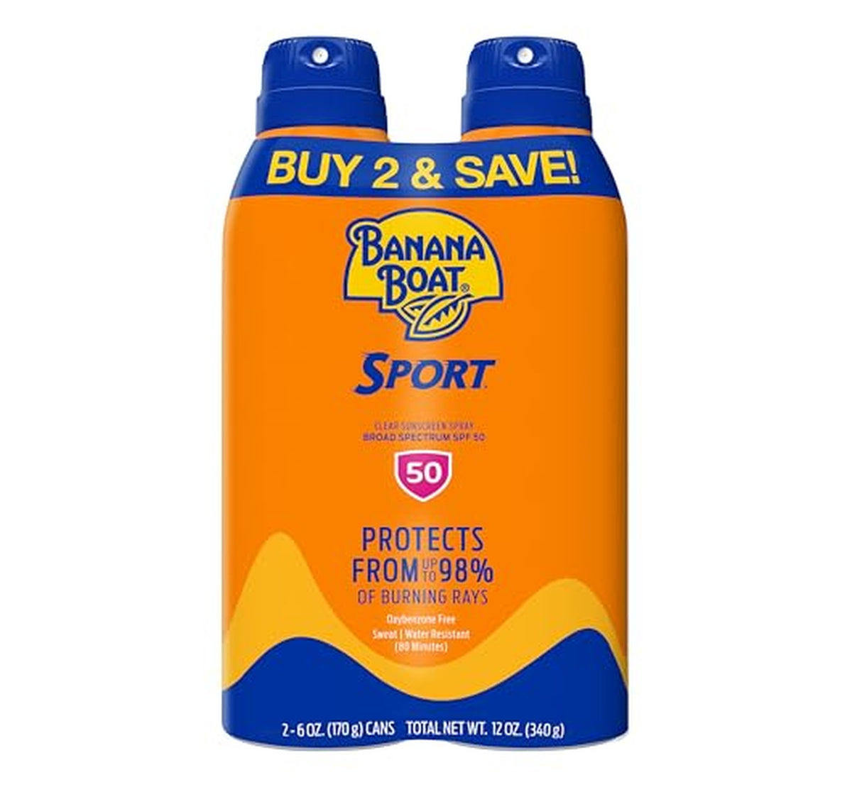 2 Pack Banana Boat Sport SPF 50 Sunscreen Spray